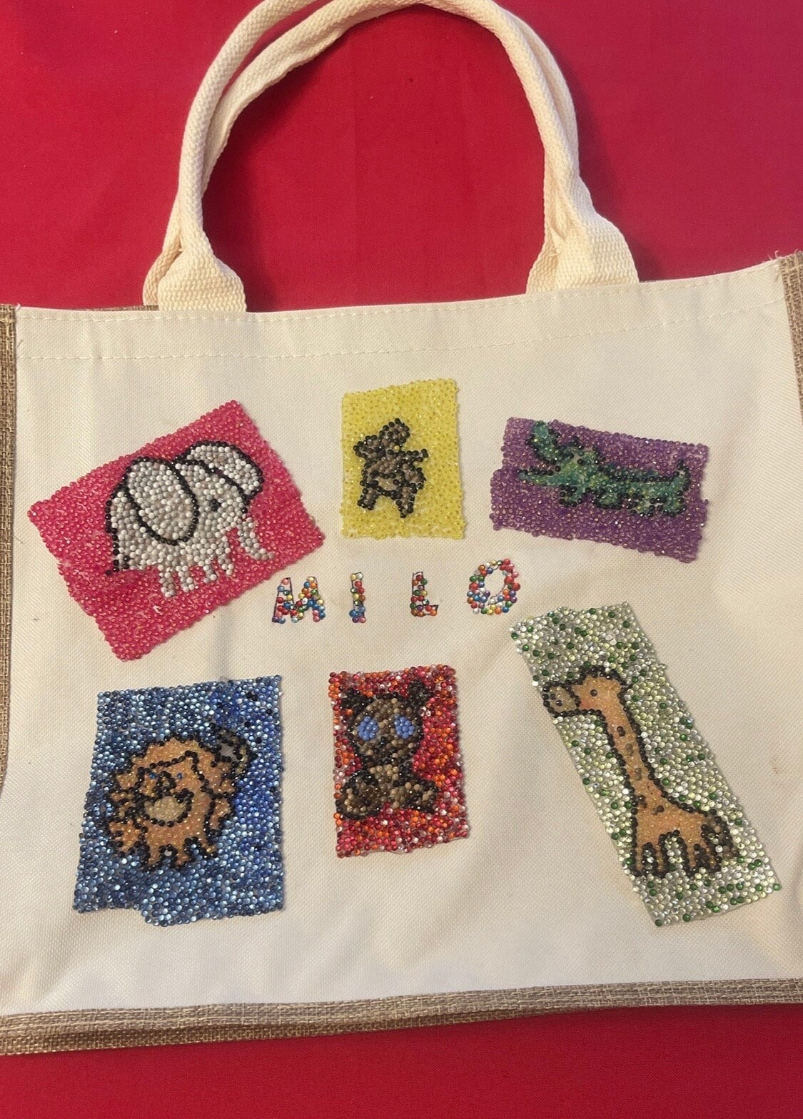 Customozed Beige and White All Purpose Bag