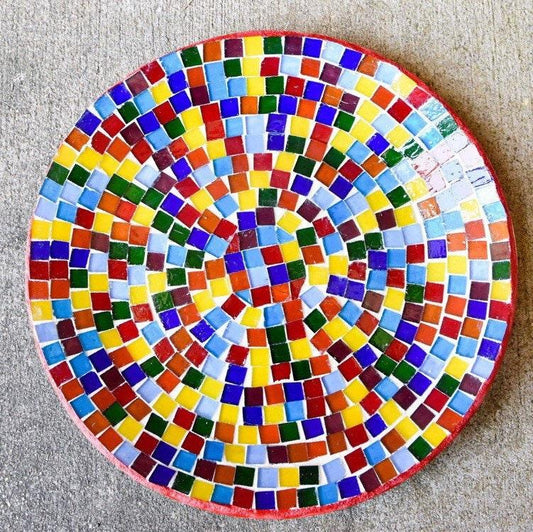 Handcrafted Rainbow Mosaic Stepping Stone