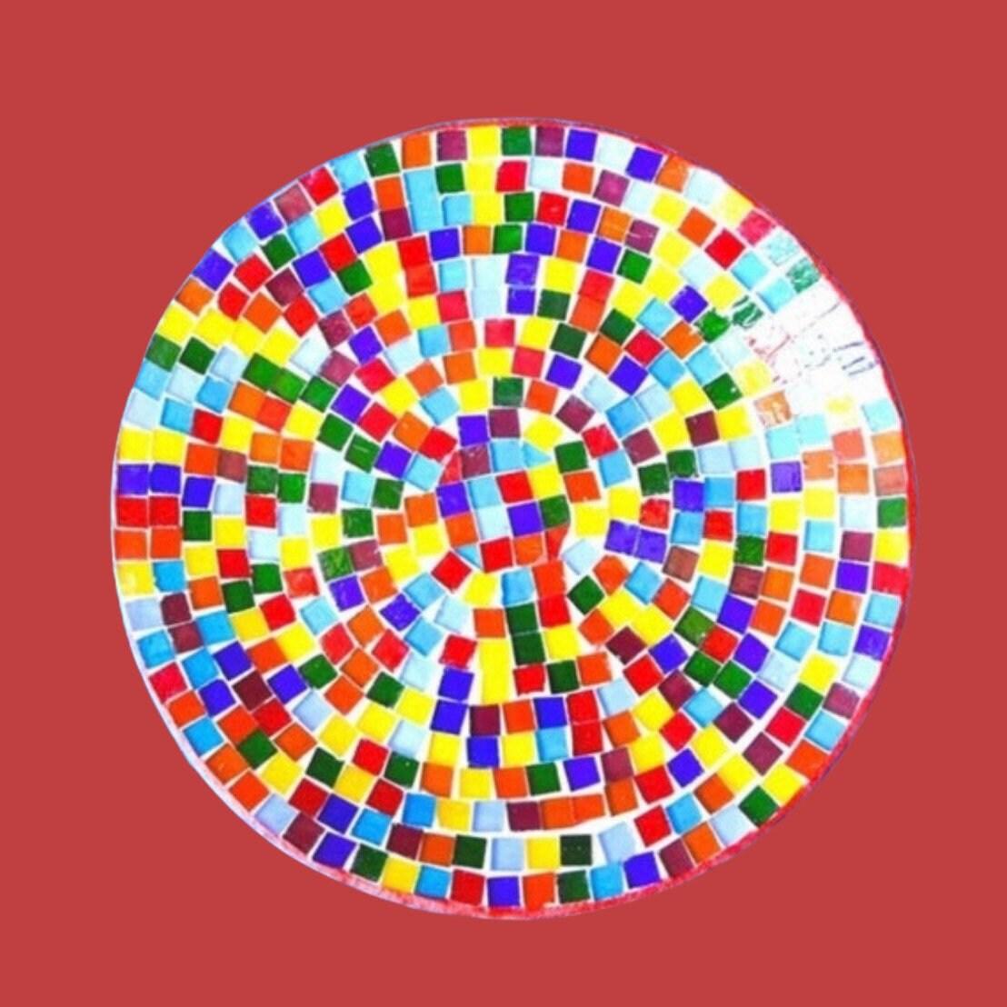 Handcrafted Rainbow Mosaic Stepping Stone