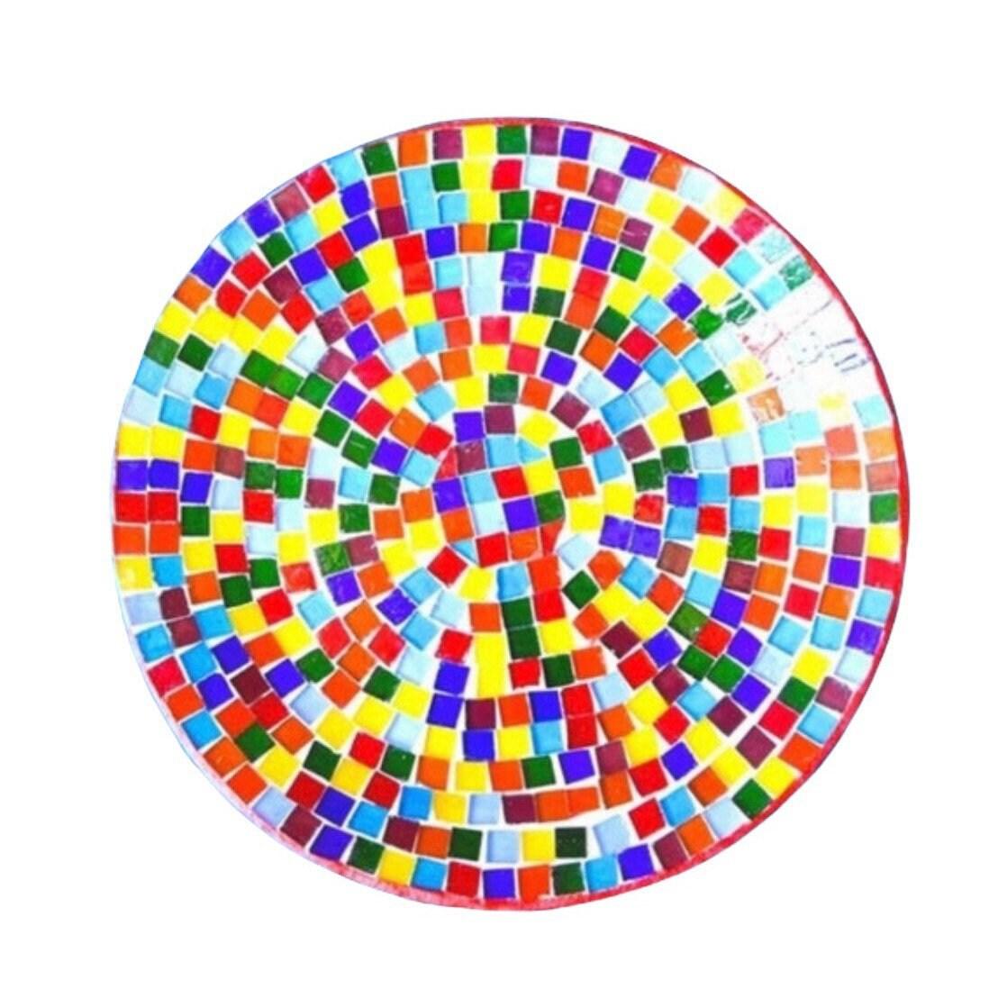 Handcrafted Rainbow Mosaic Stepping Stone