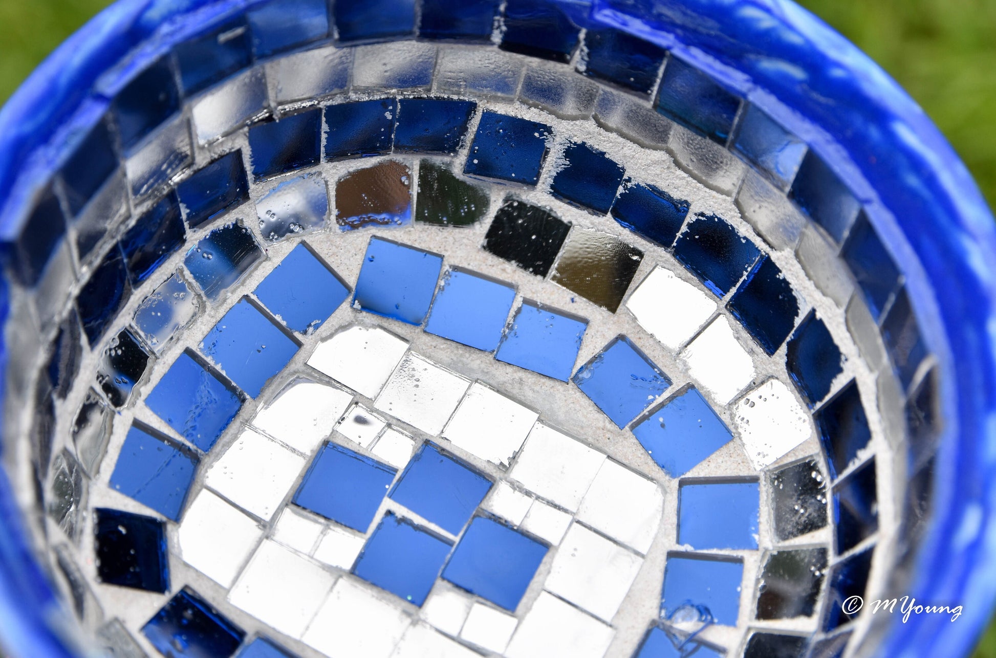 Small Mosaic Bowl, Blue and Silver, Bowl for jewelry, hair things, paper clips, keys, etc