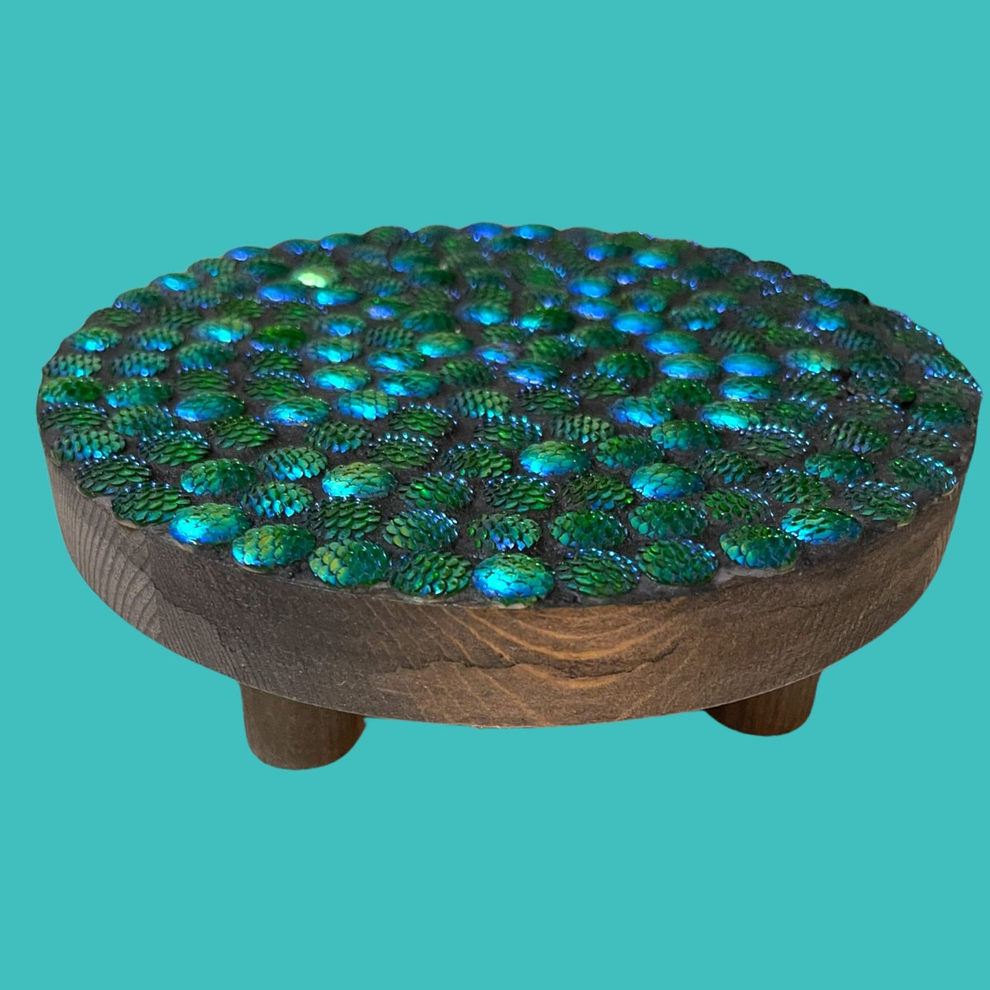 Indoor/Outdoor Plant Stand| Blue/Green Turquoise | Iridescent | Beautiful Home Decor