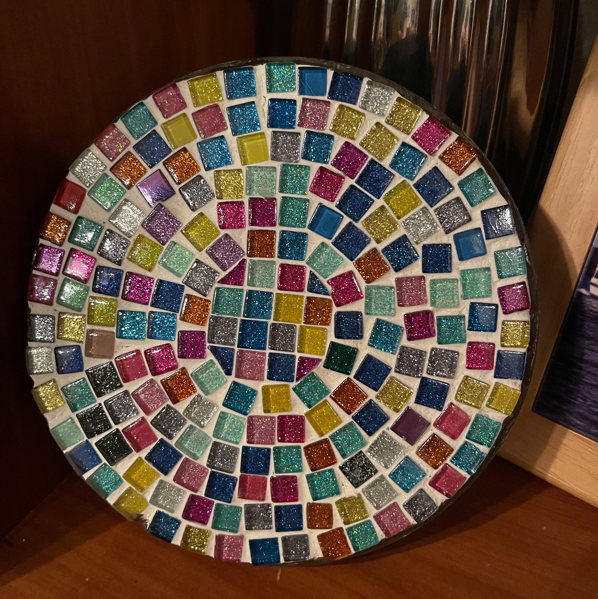 Plant Stand,8", Handmade Round Plant Stand, Mosaic Plant Riser | Unique Plant Stand/ Medium/ Free Shipping