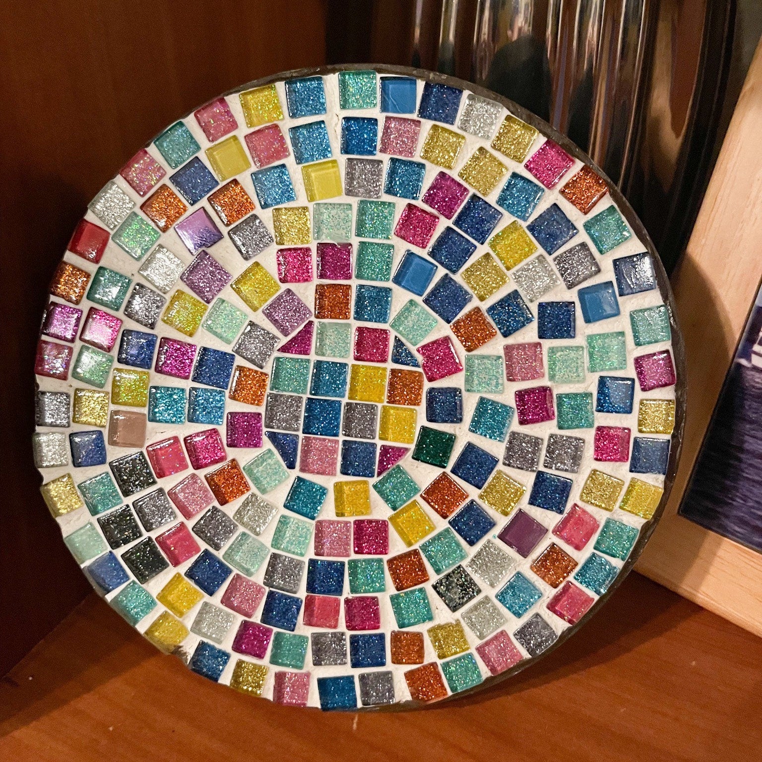 Plant Stand,8", Handmade Round Plant Stand, Mosaic Plant Riser | Unique Plant Stand/ Medium/ Free Shipping