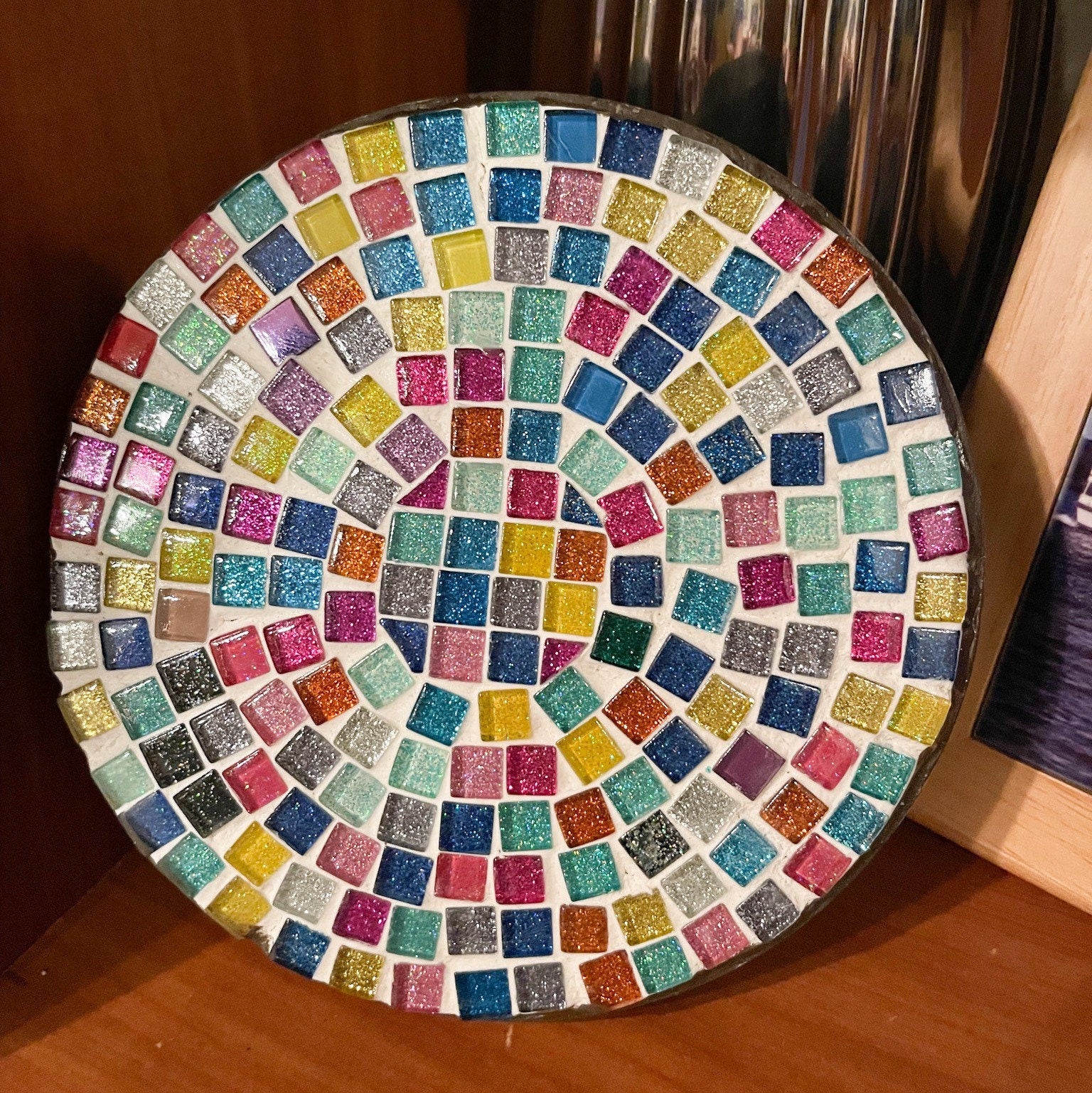 Plant Stand, Handmade Round Plant Stand, Mosaic Plant Riser | SMALL VERSION| Unique Plant Stand / Free Shipping