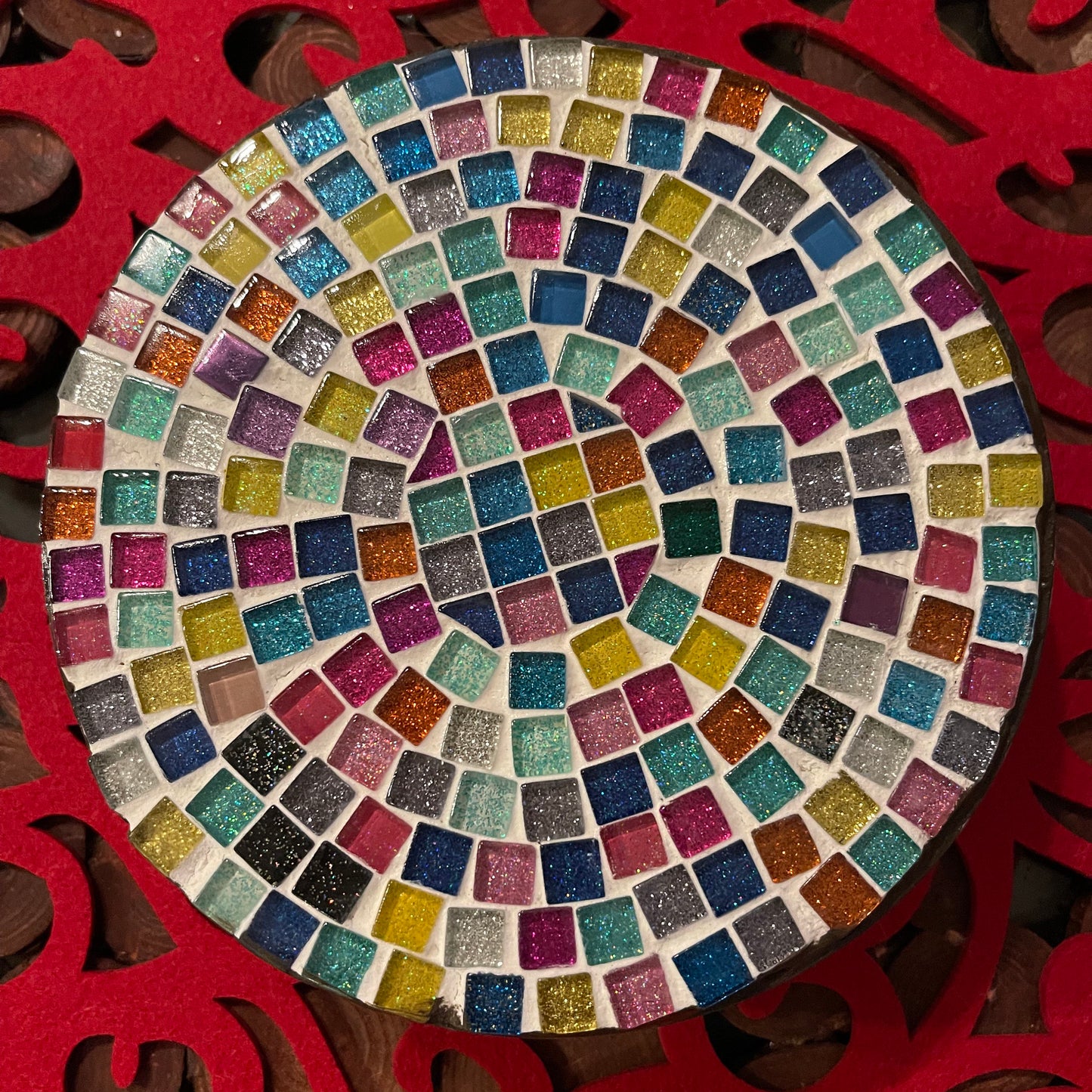 Plant Stand,8", Handmade Round Plant Stand, Mosaic Plant Riser | Unique Plant Stand/ Medium/ Free Shipping