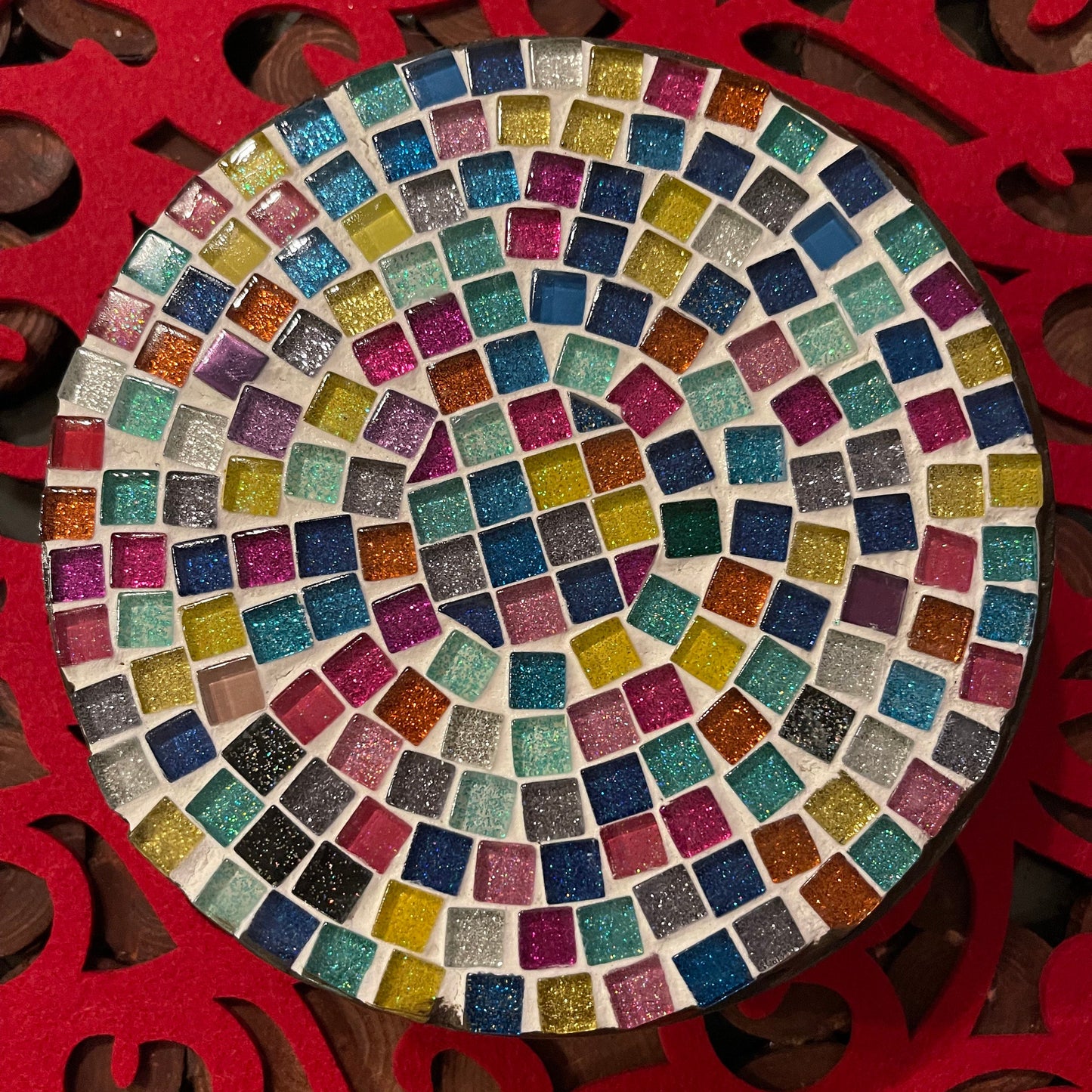 Plant Stand, Handmade Round Plant Stand, Mosaic Plant Riser | SMALL VERSION| Unique Plant Stand / Free Shipping