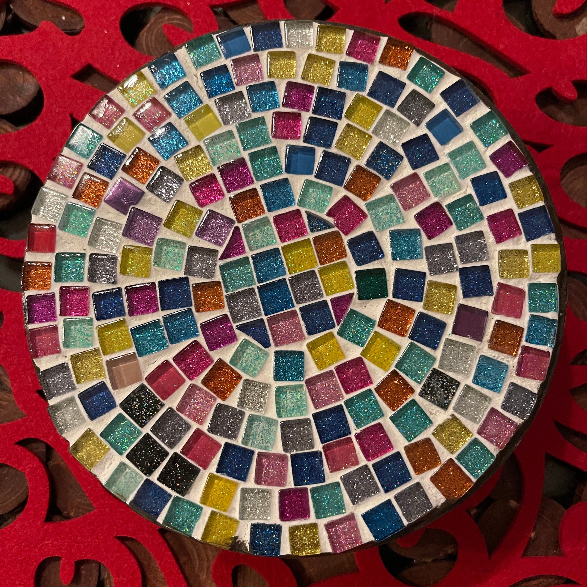 Plant Stand, Handmade Round Plant Stand, Mosaic Plant Riser | SMALL VERSION| Unique Plant Stand / Free Shipping