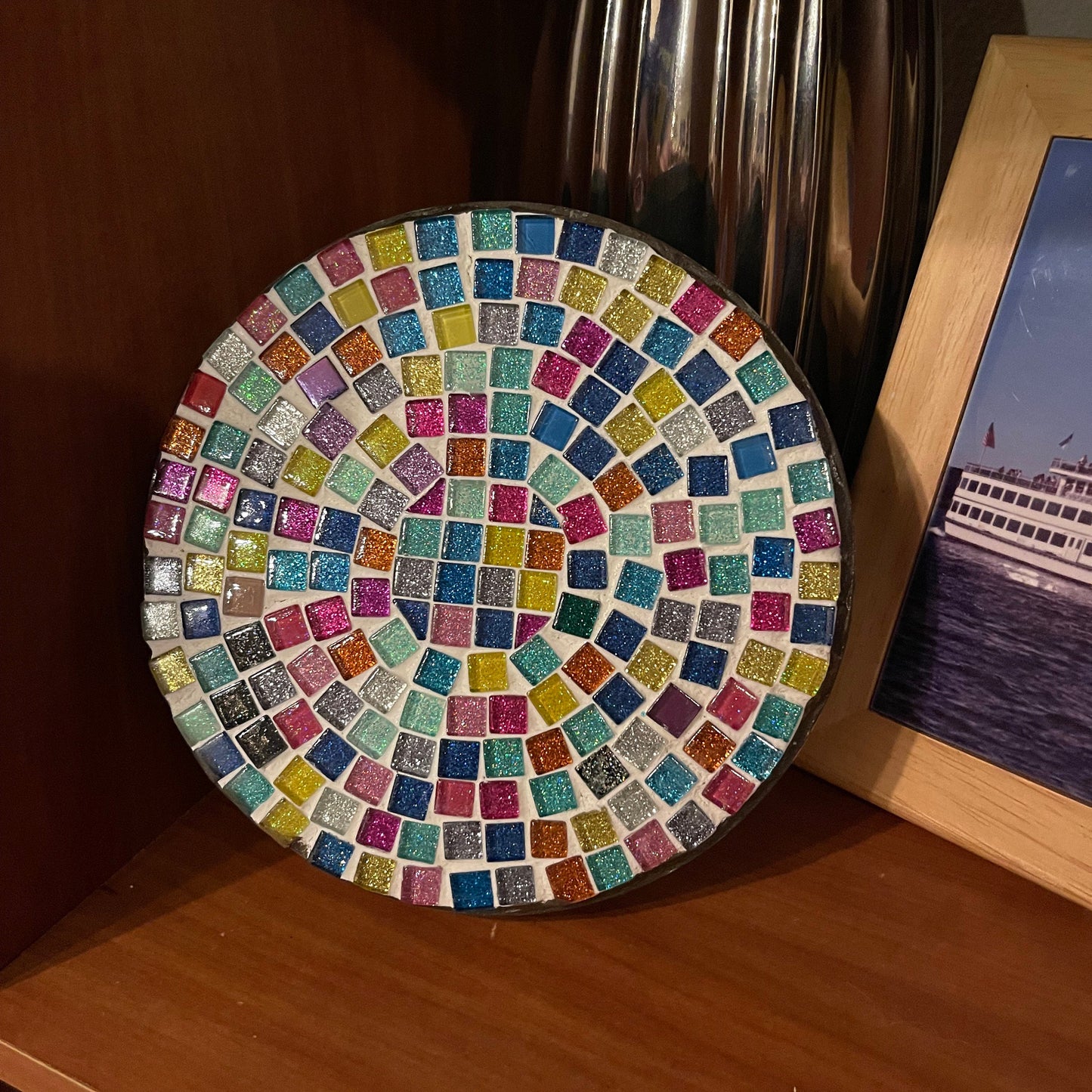 Plant Stand, Handmade Round Plant Stand, Mosaic Plant Riser | SMALL VERSION| Unique Plant Stand / Free Shipping
