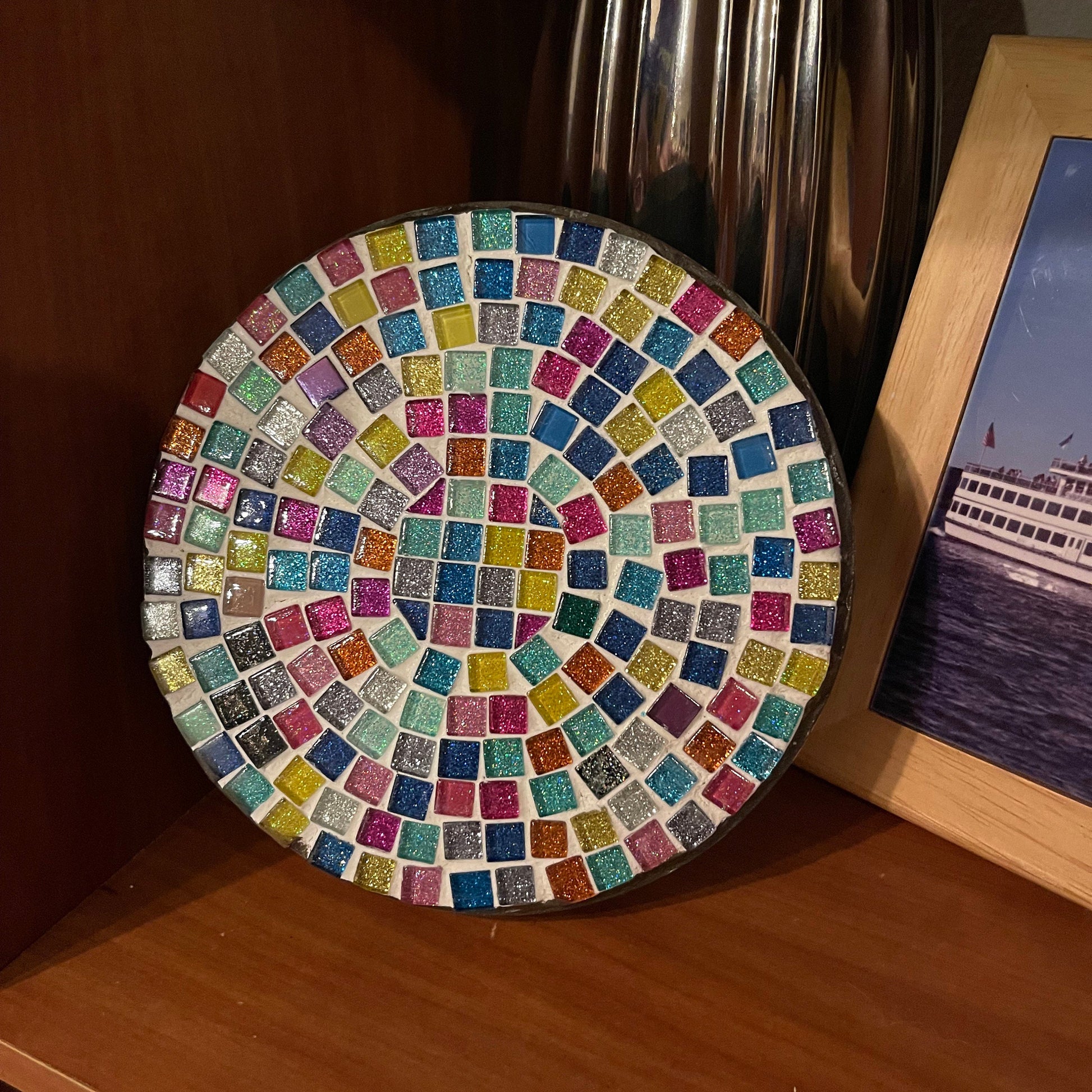 Plant Stand, Handmade Round Plant Stand, Mosaic Plant Riser | SMALL VERSION| Unique Plant Stand / Free Shipping