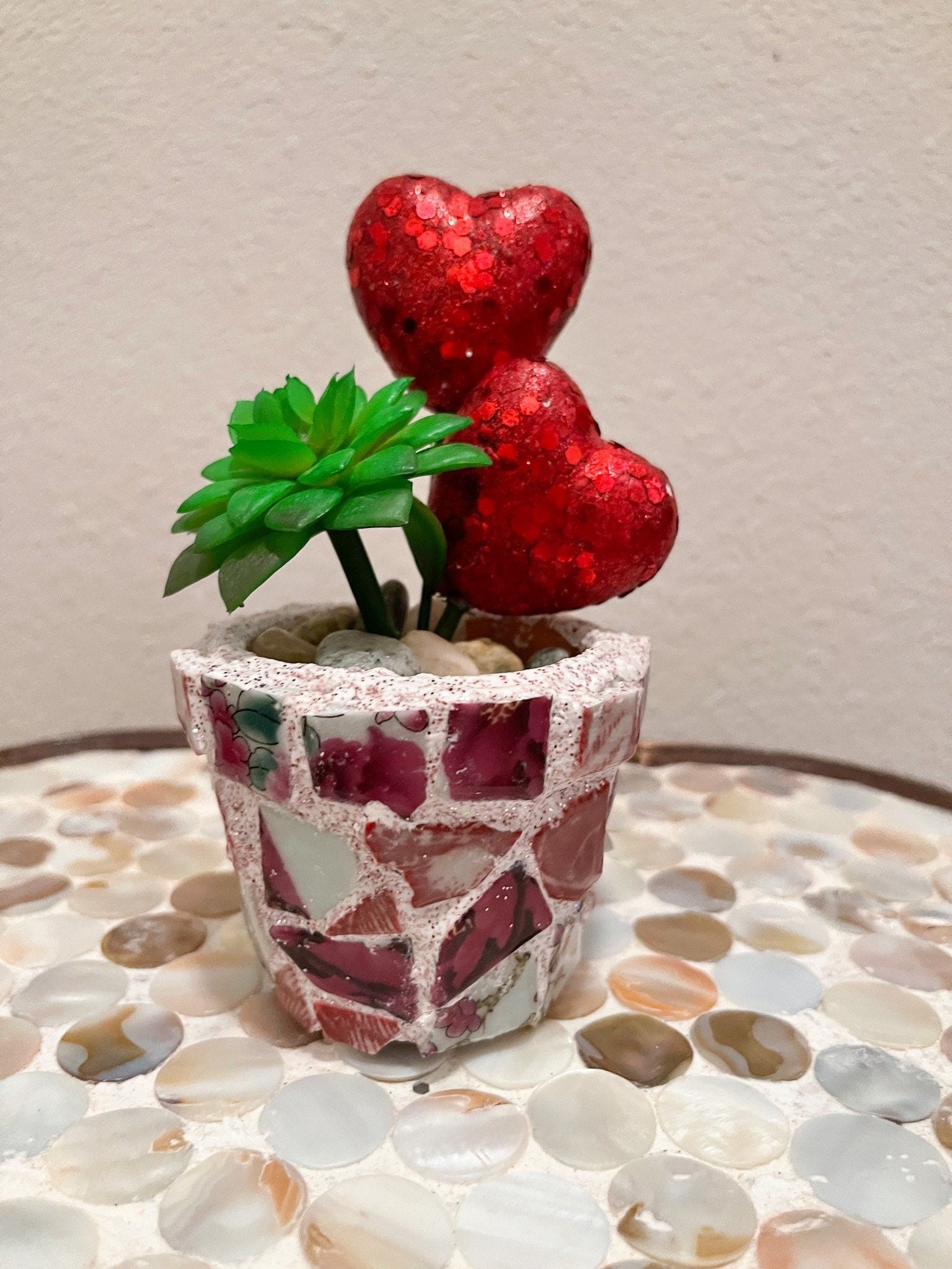 Small Mosaic Flower Pot For Succulents | Broken China Glass
