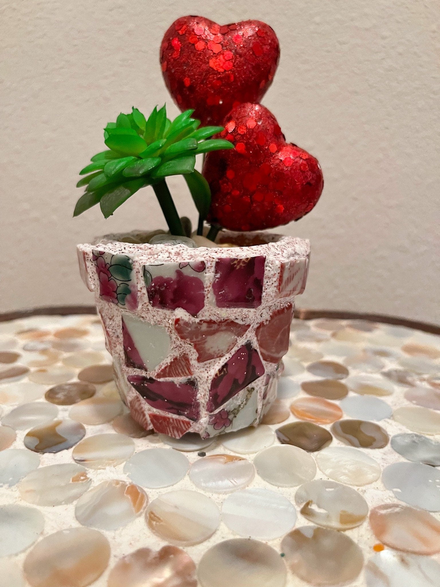 Small Mosaic Flower Pot For Succulents | Broken China Glass