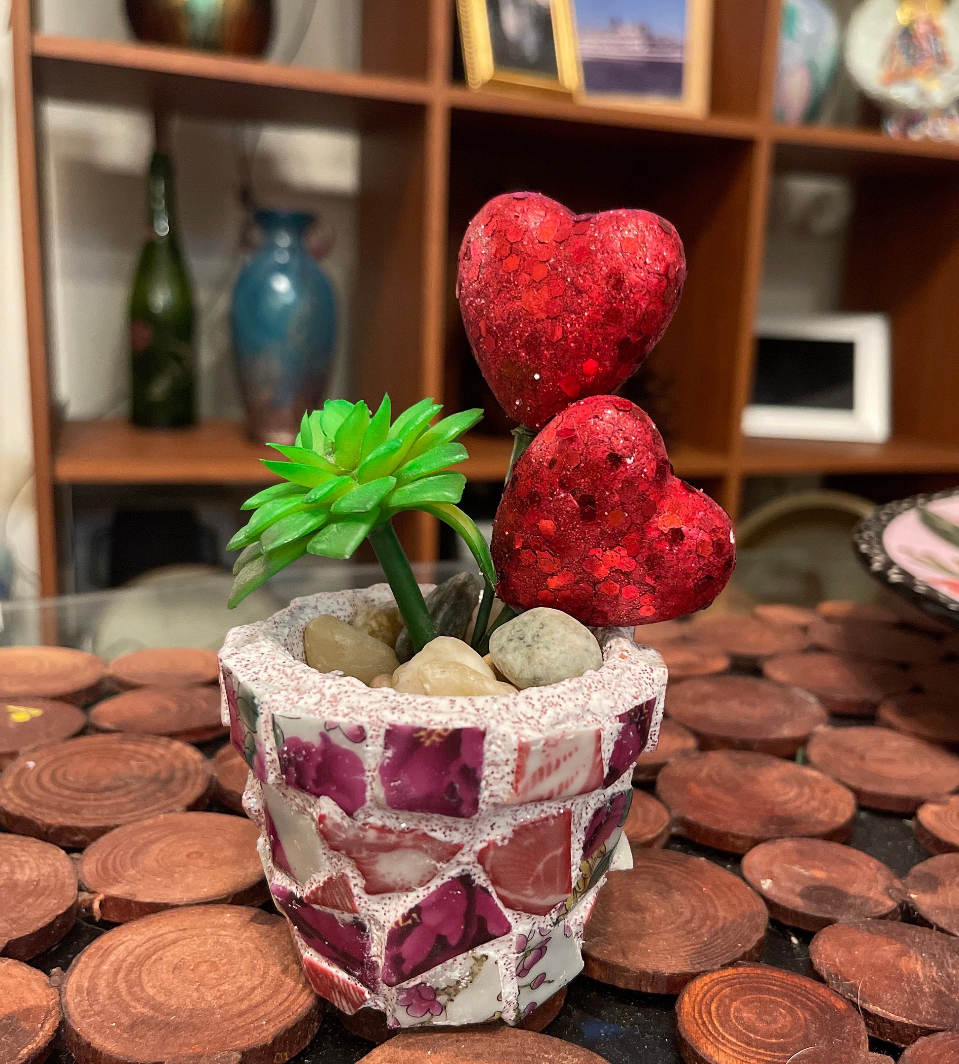 Small Mosaic Flower Pot For Succulents | Broken China Glass