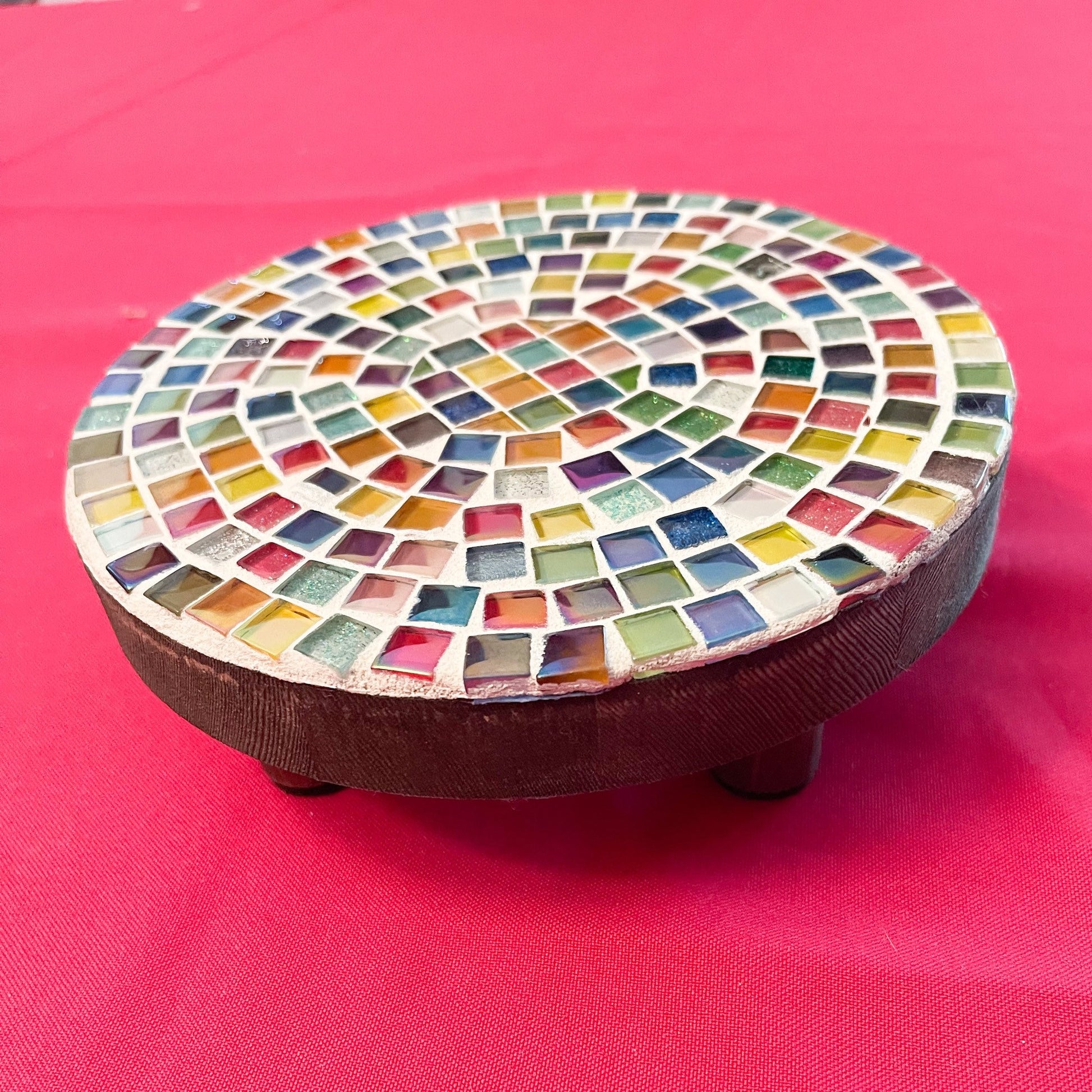 Plant Stand,8", Handmade Round Plant Stand, Mosaic Plant Riser | Unique Plant Stand/ Medium/ Free Shipping