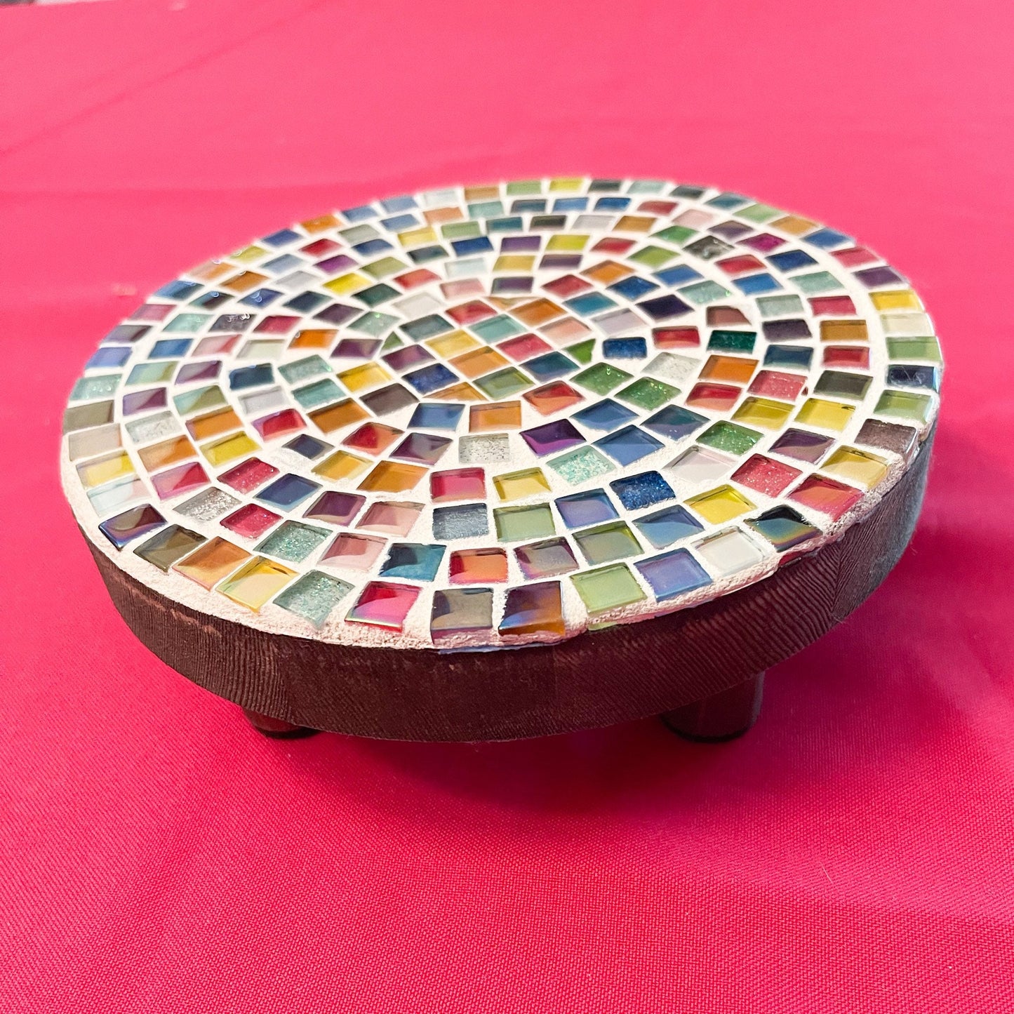 Plant Stand, Handmade Round Plant Stand, Mosaic Plant Riser | SMALL VERSION| Unique Plant Stand / Free Shipping