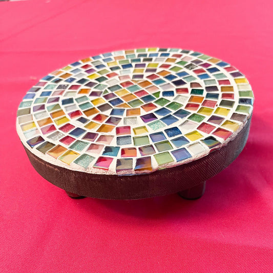 Plant Stand, Handmade Round Plant Stand, Mosaic Plant Riser | SMALL VERSION| Unique Plant Stand / Free Shipping