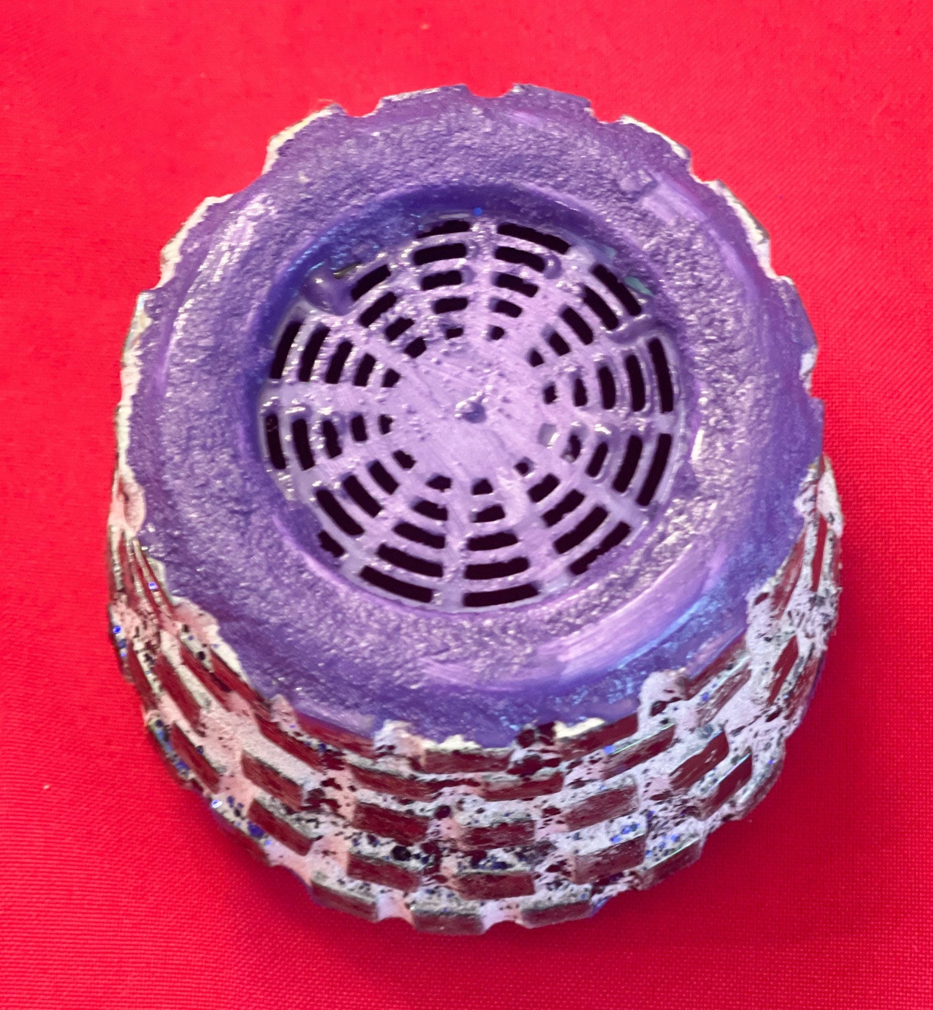 Small Purple Iridescent Mosaic Plant Pot With Draining Tray / Free Shipping