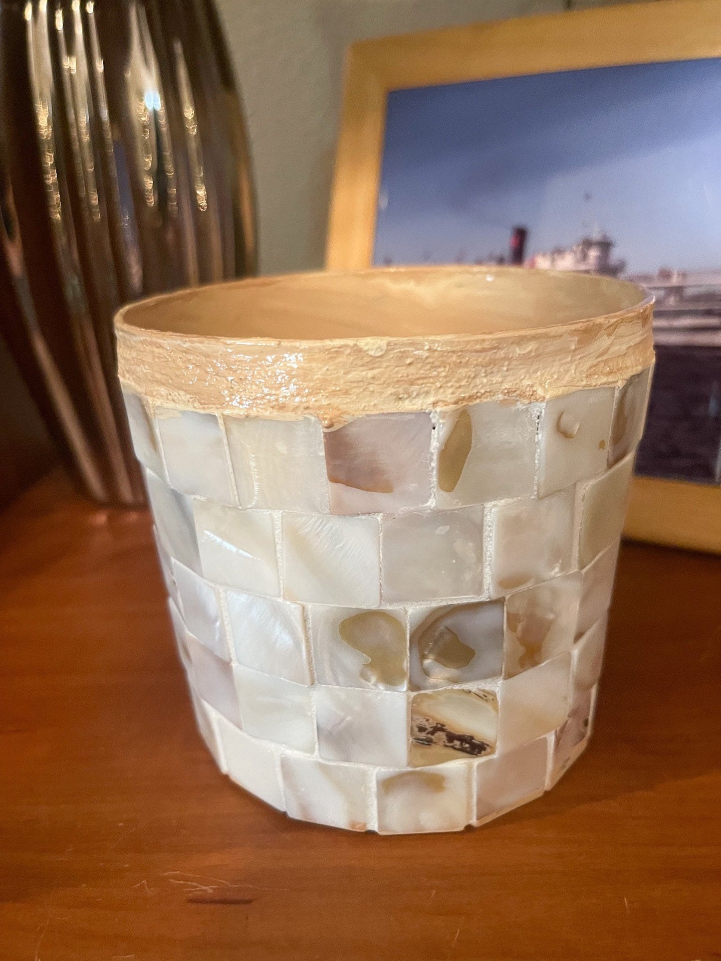 Mother of Pearl Flower Pot/ Free Shipping