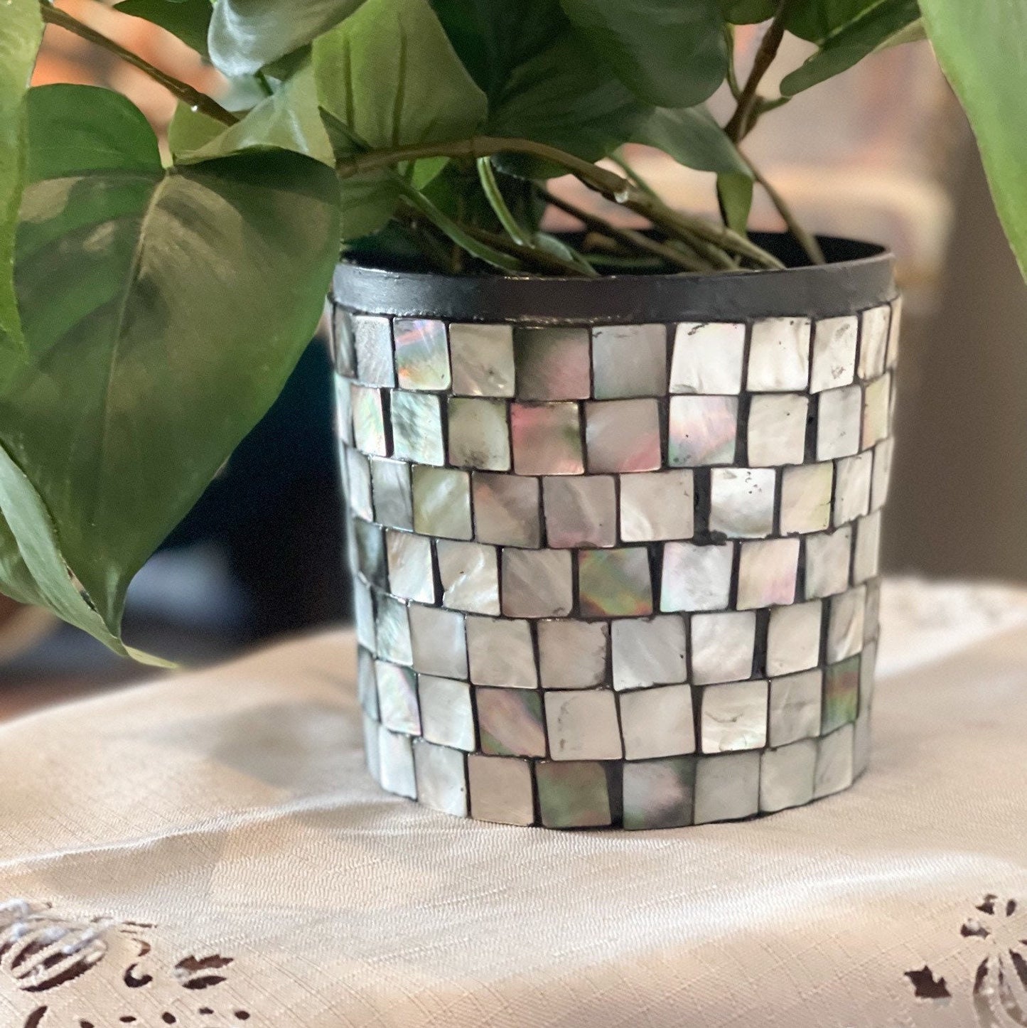 Plant Lovers Mother Of Pearl Planter