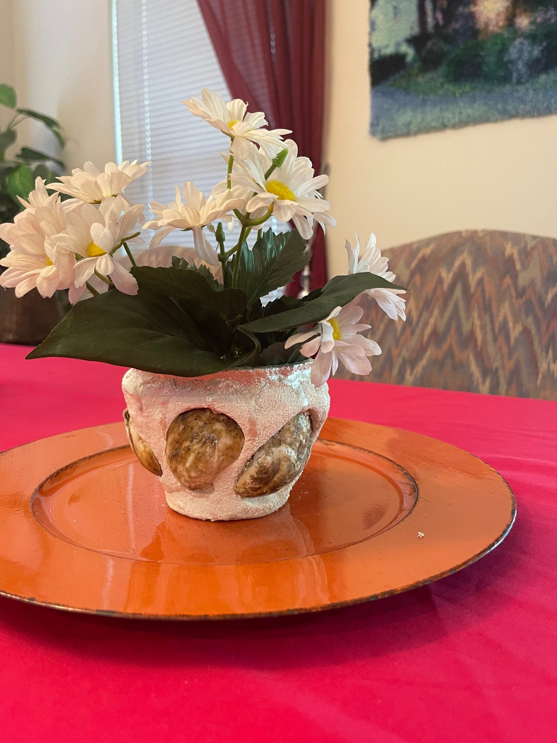 Small Oyster Shell Flower Pot/Planter / Free Shipping