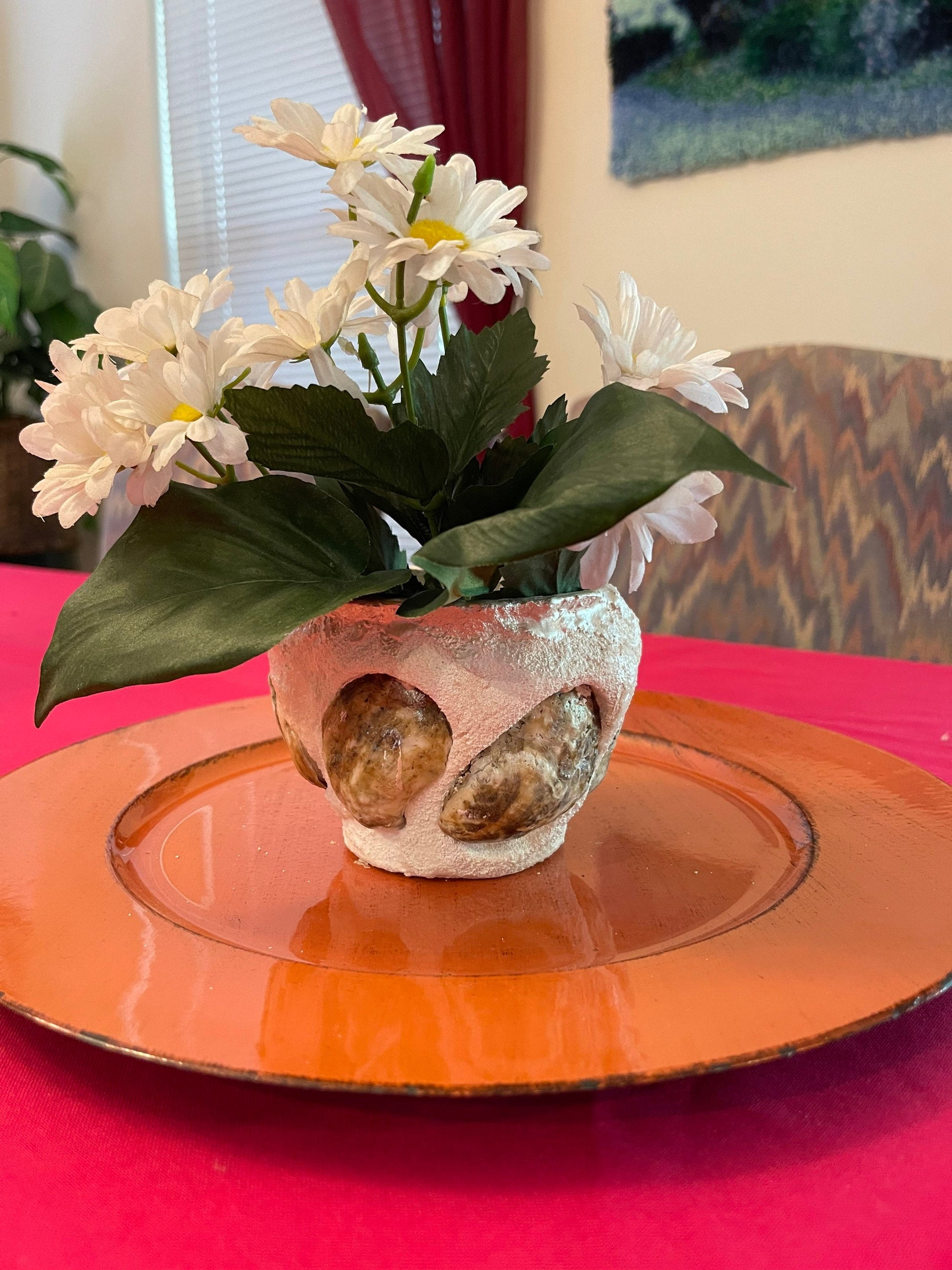 Small Oyster Shell Flower Pot/Planter / Free Shipping