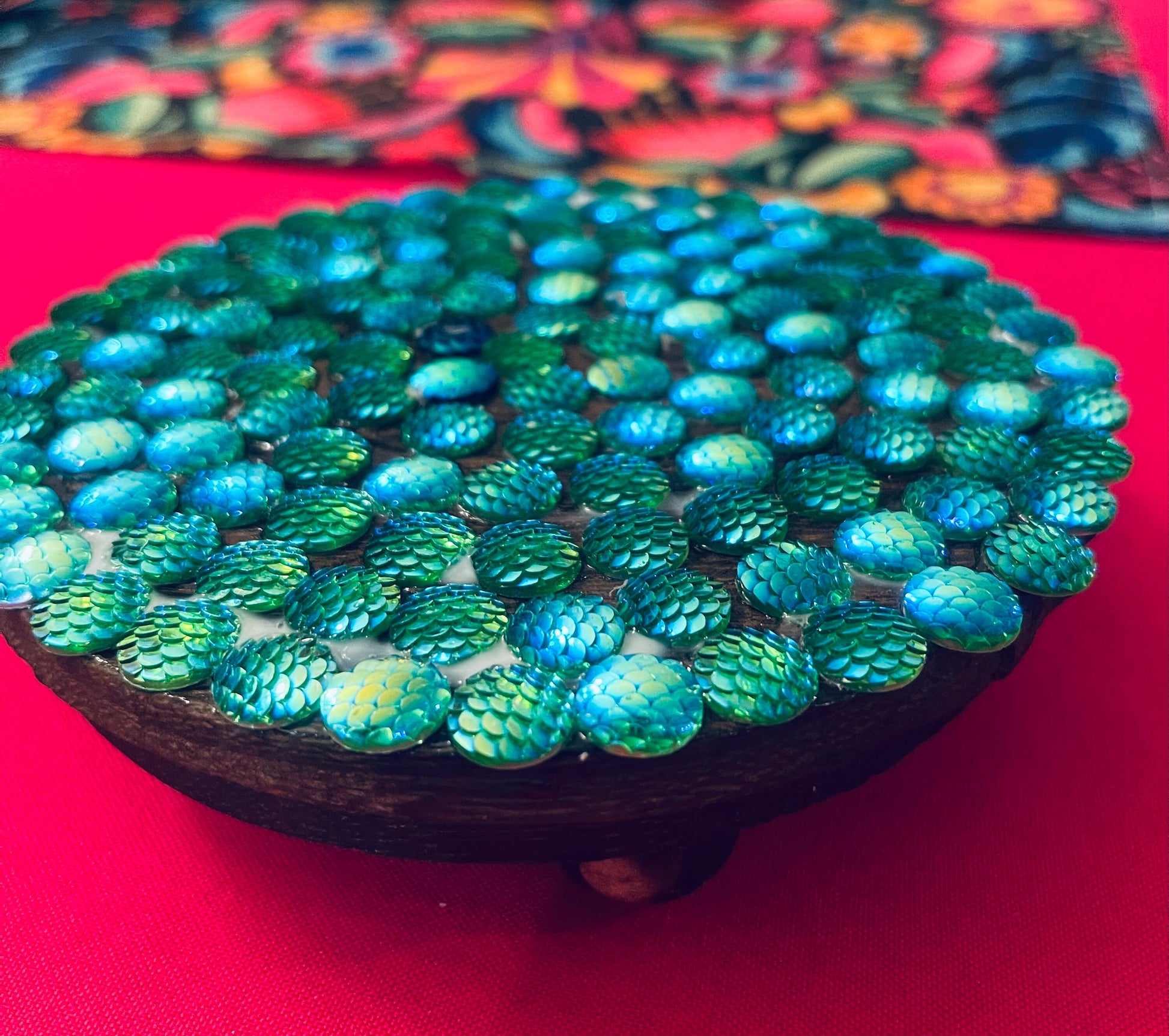 Indoor/Outdoor Plant Stand| Blue/Green Turquoise | Iridescent | Beautiful Home Decor