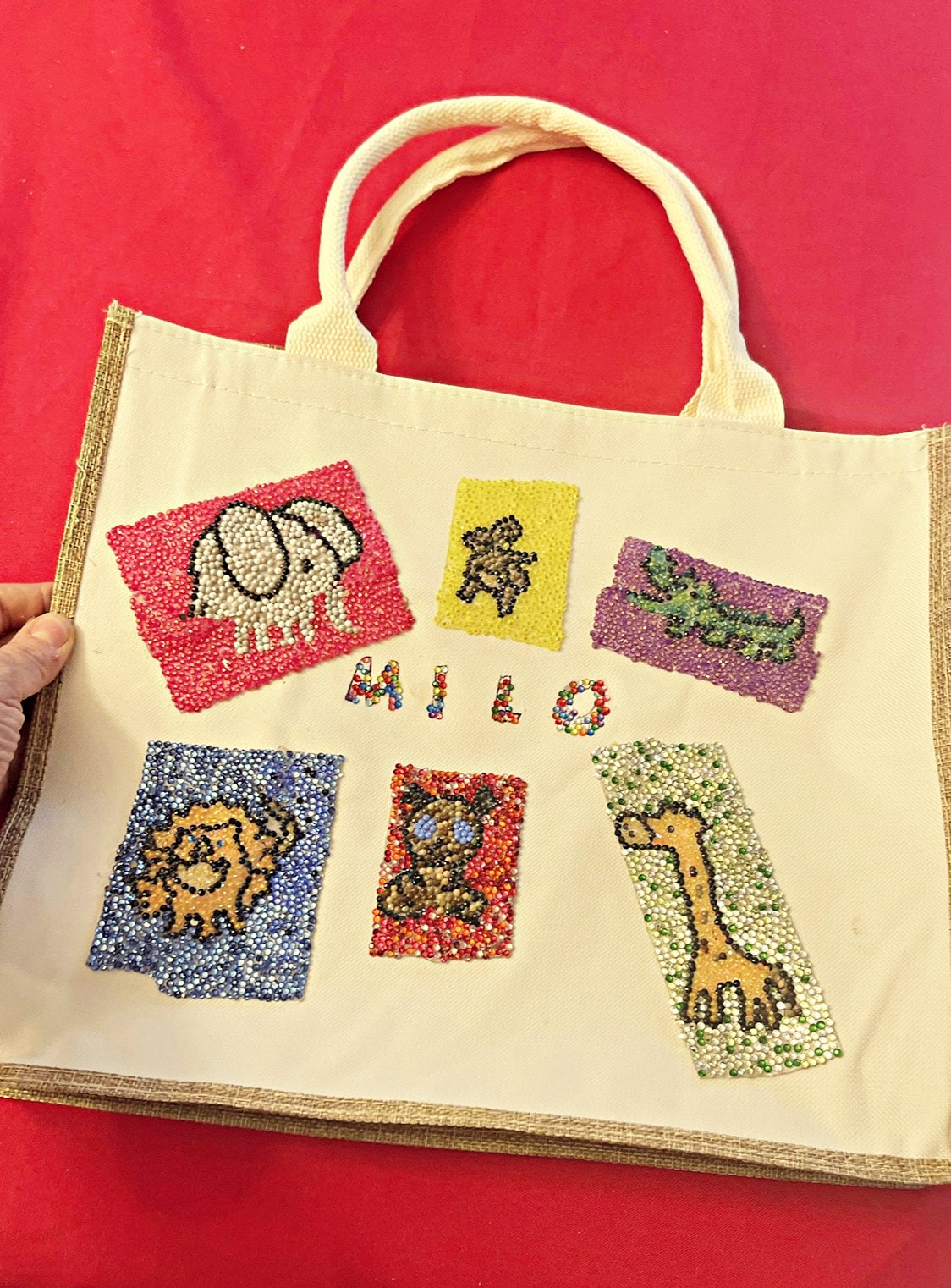 Customozed Beige and White All Purpose Bag