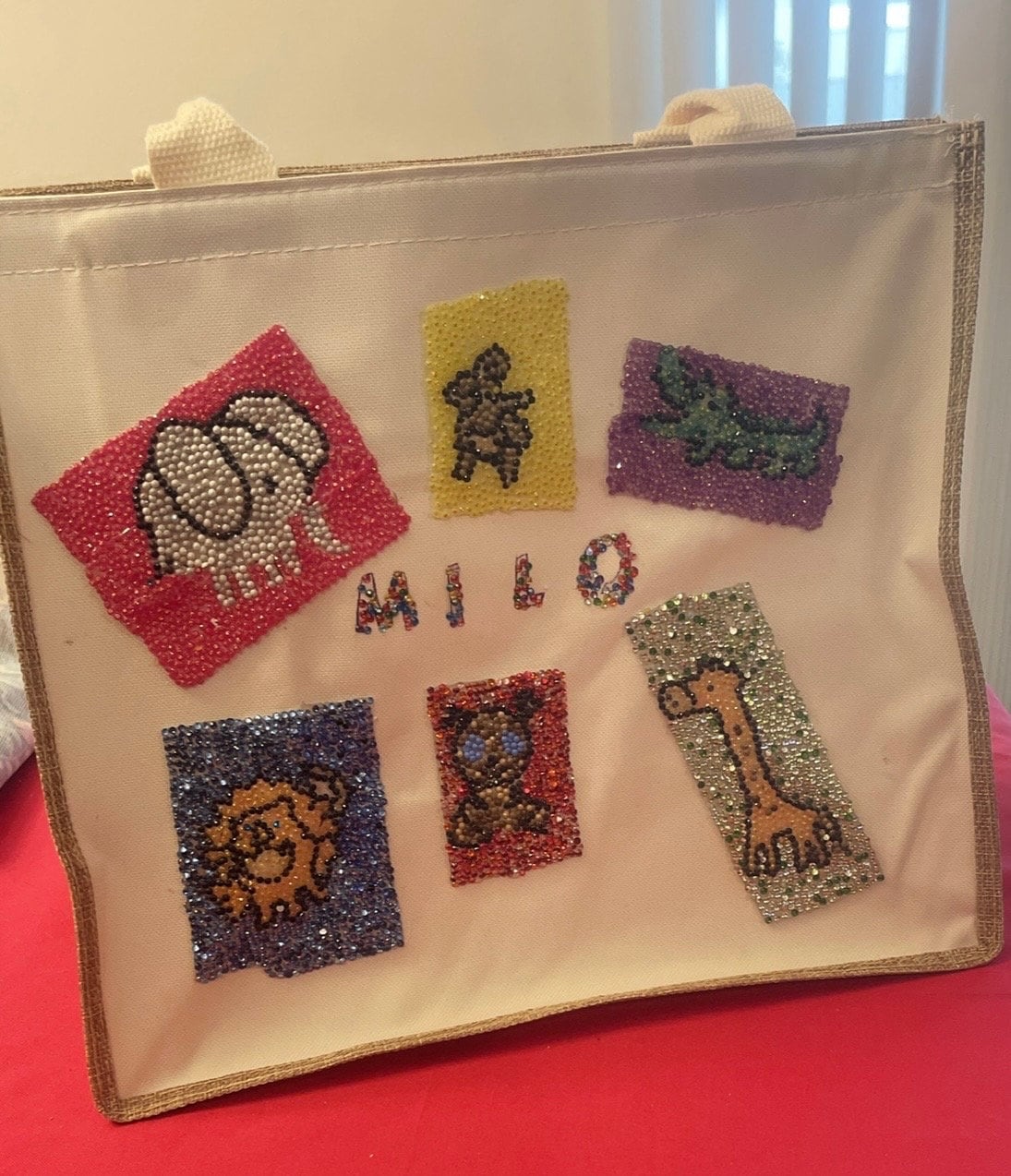 Customozed Beige and White All Purpose Bag