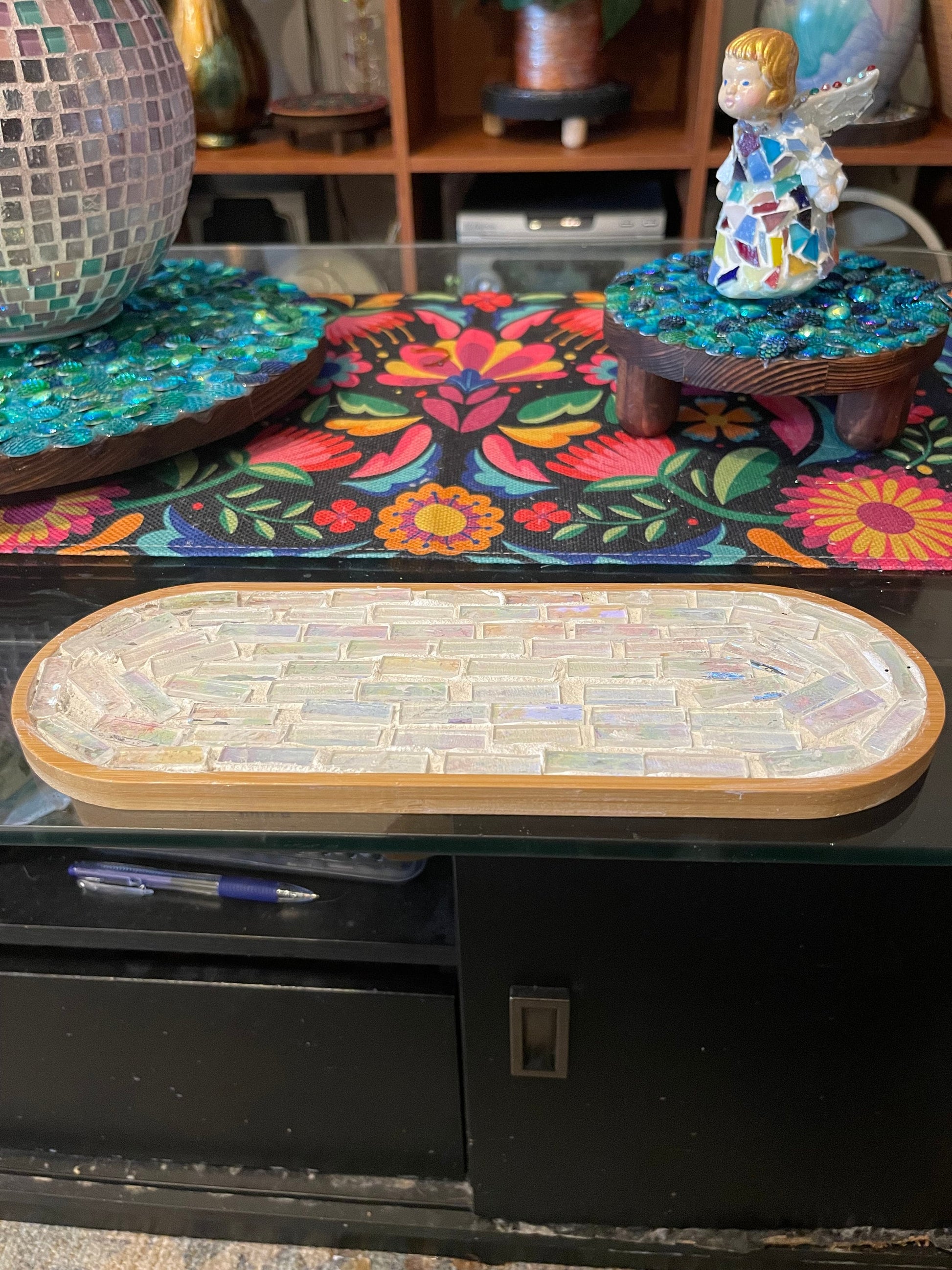 Iridescent Stained Glass Trivet/Spoon Rest/ Plant Tray