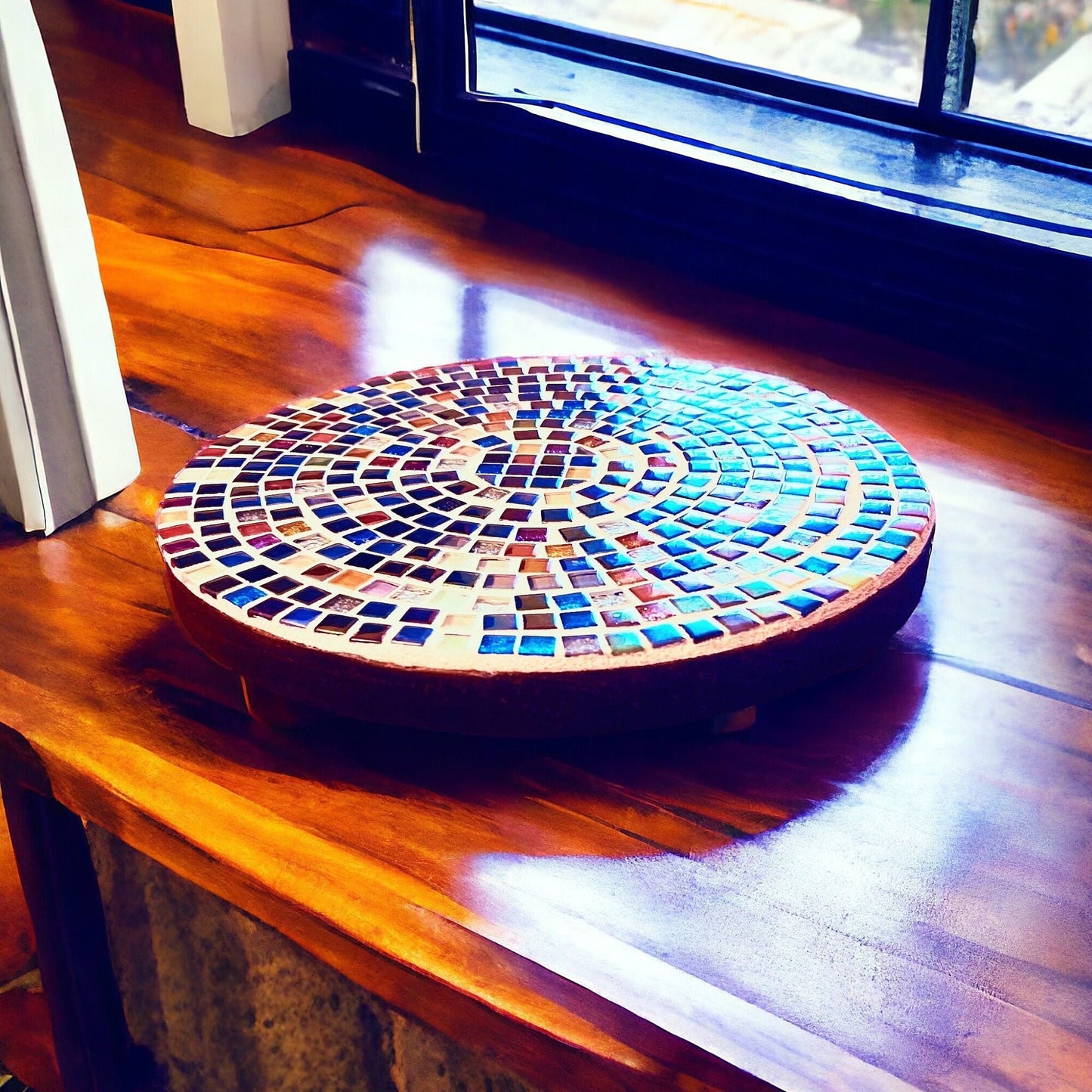 10” Plant Stand, Handmade Round Plant Stand, Mosaic Plant Riser | Unique Plant Stand / Free Shipping