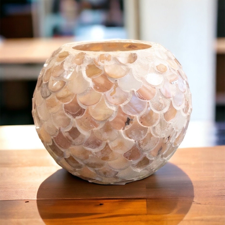 Large Mother of Pearl Bowl Planter or Vase