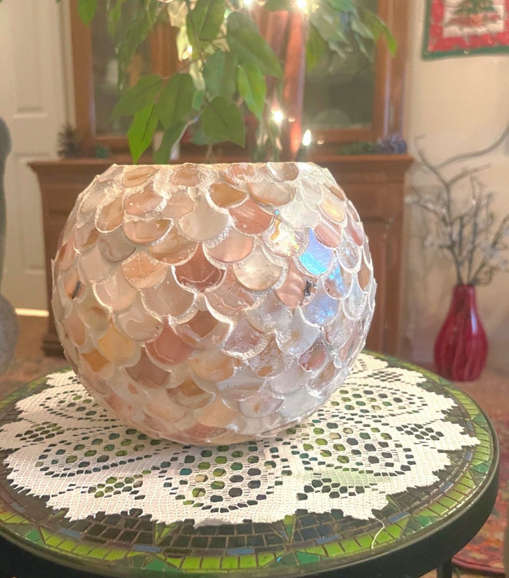 Large Mother of Pearl Bowl Planter or Vase