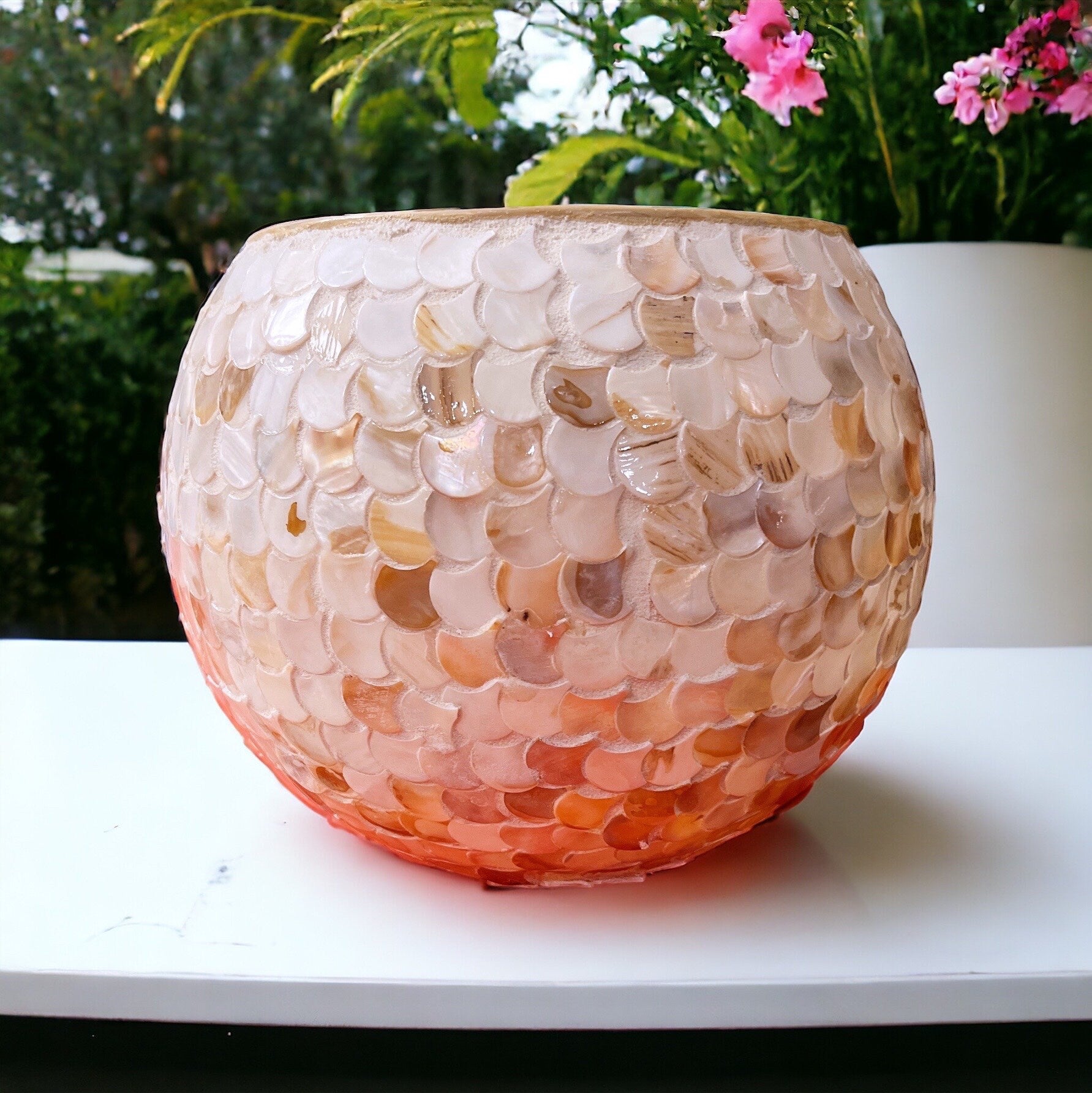 12” Mother of Pearl Bowl Planter or Vase