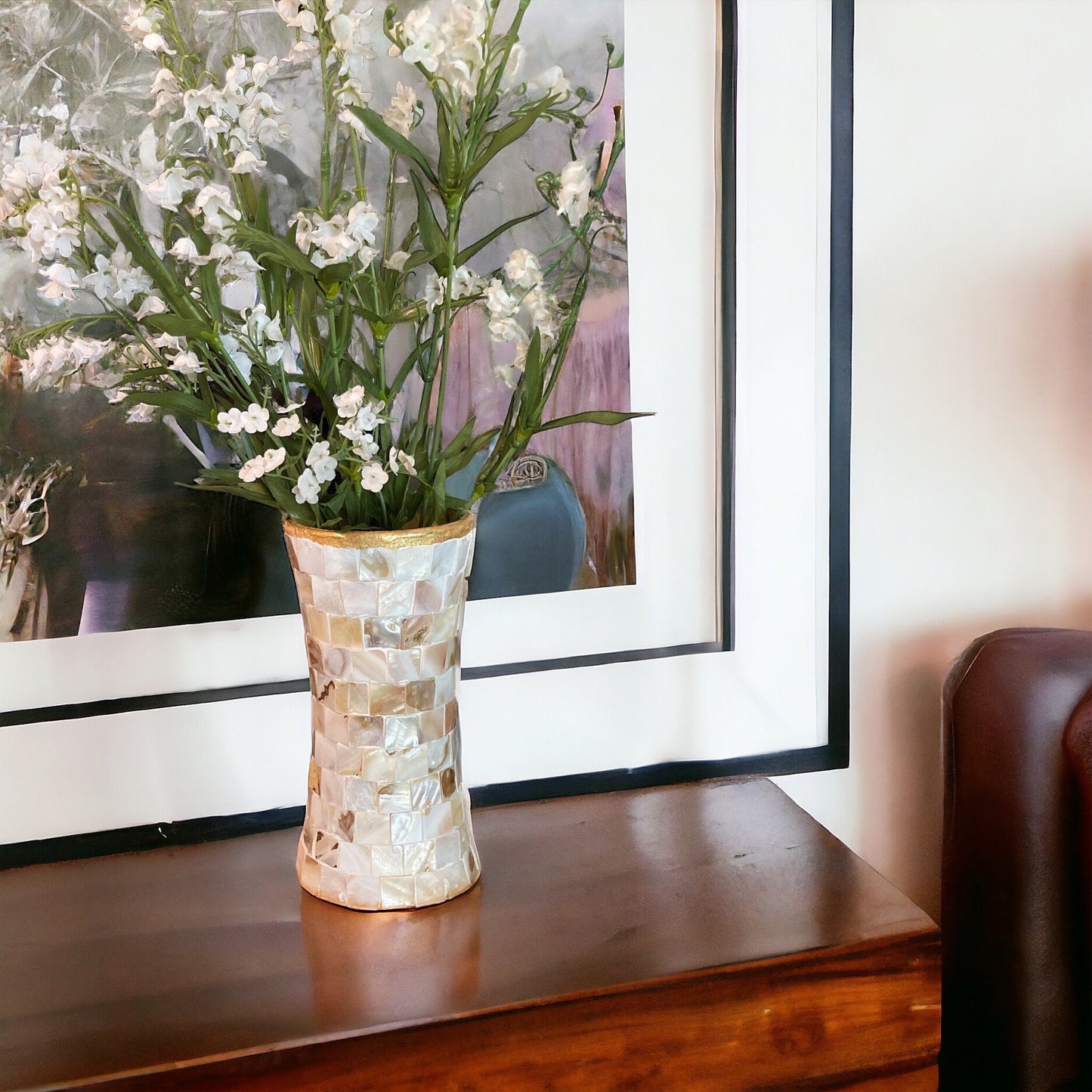 Mother of Pearl Vase 8” tall by 5” (The Vicki Vase) / Free Shipping