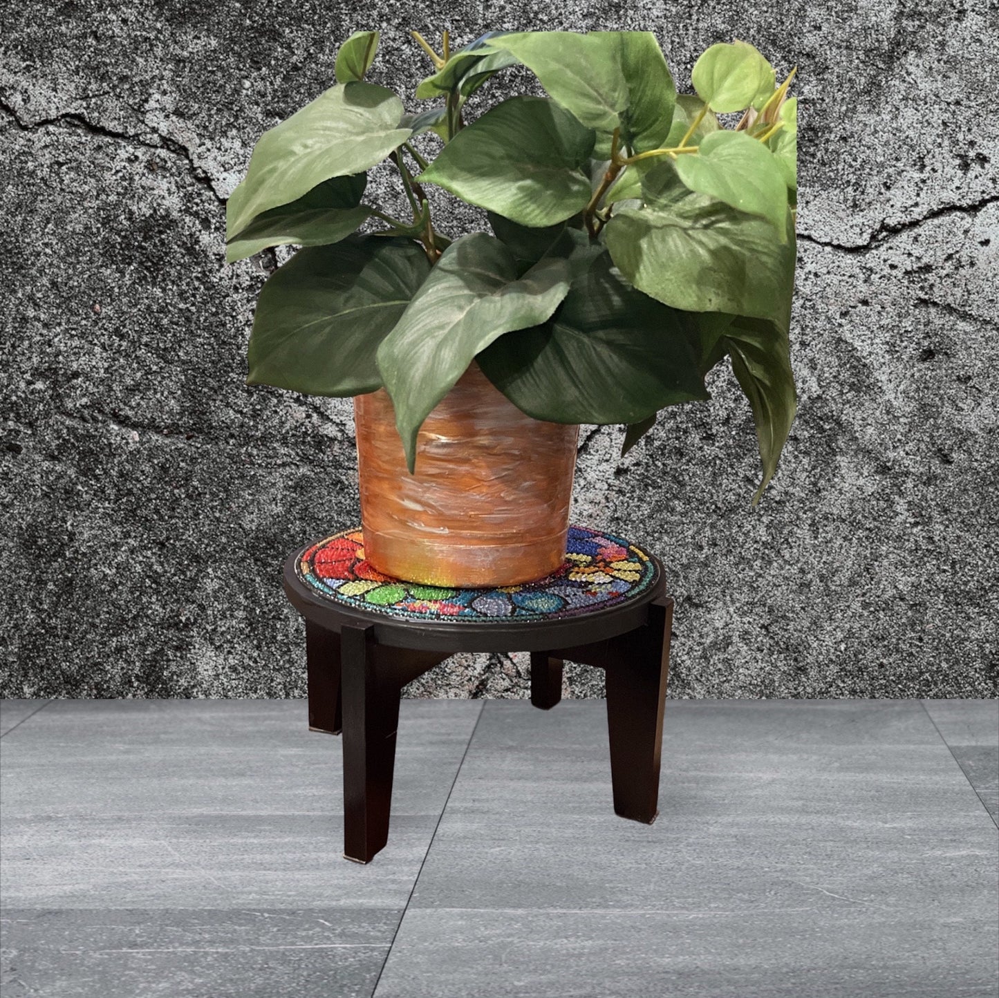 10” Plant Stand, Handmade Round Plant Stand, Tall Mosaic | Unique Plant Stand / Free Shipping