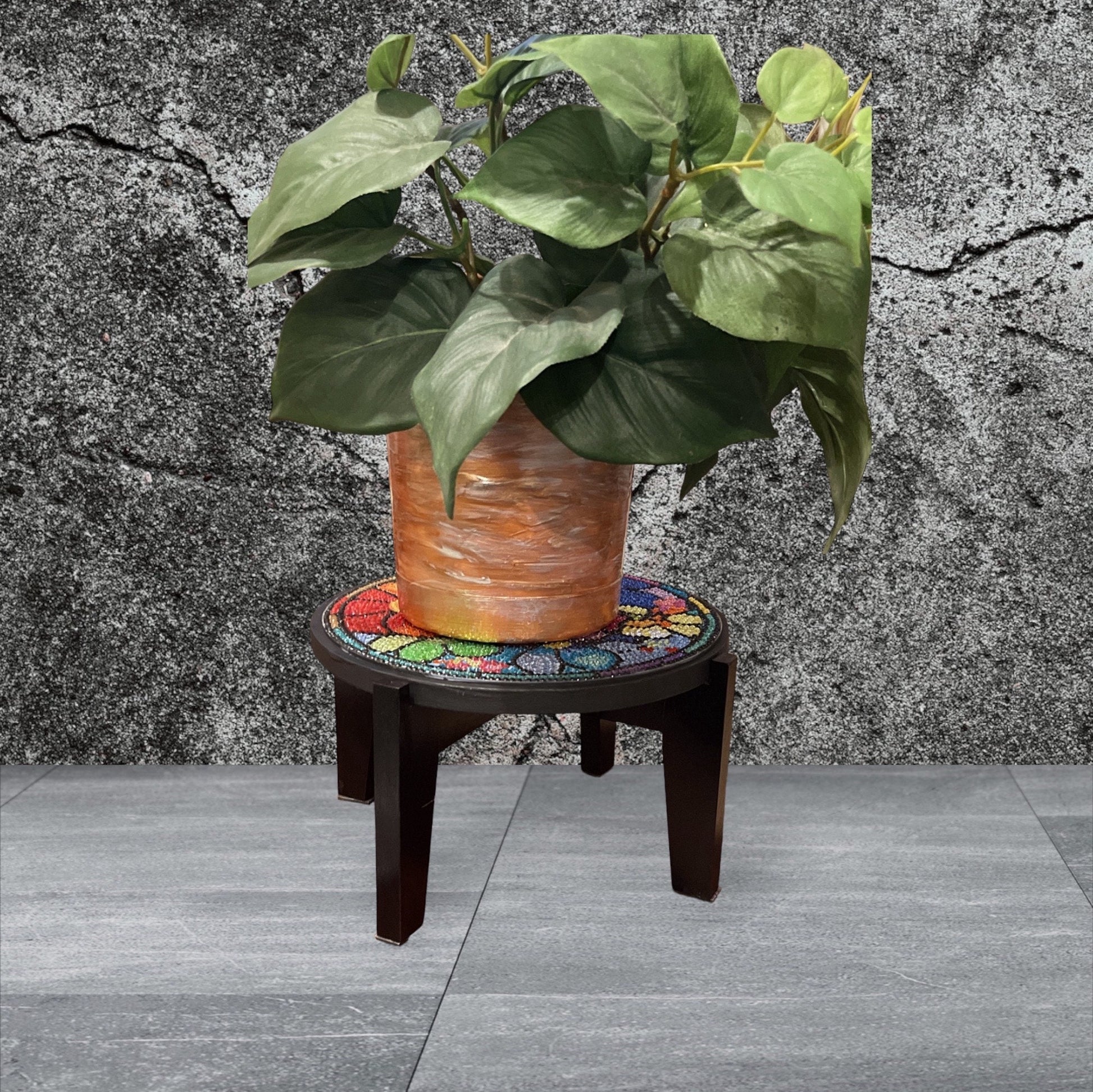 10” Plant Stand, Handmade Round Plant Stand, Tall Mosaic | Unique Plant Stand / Free Shipping