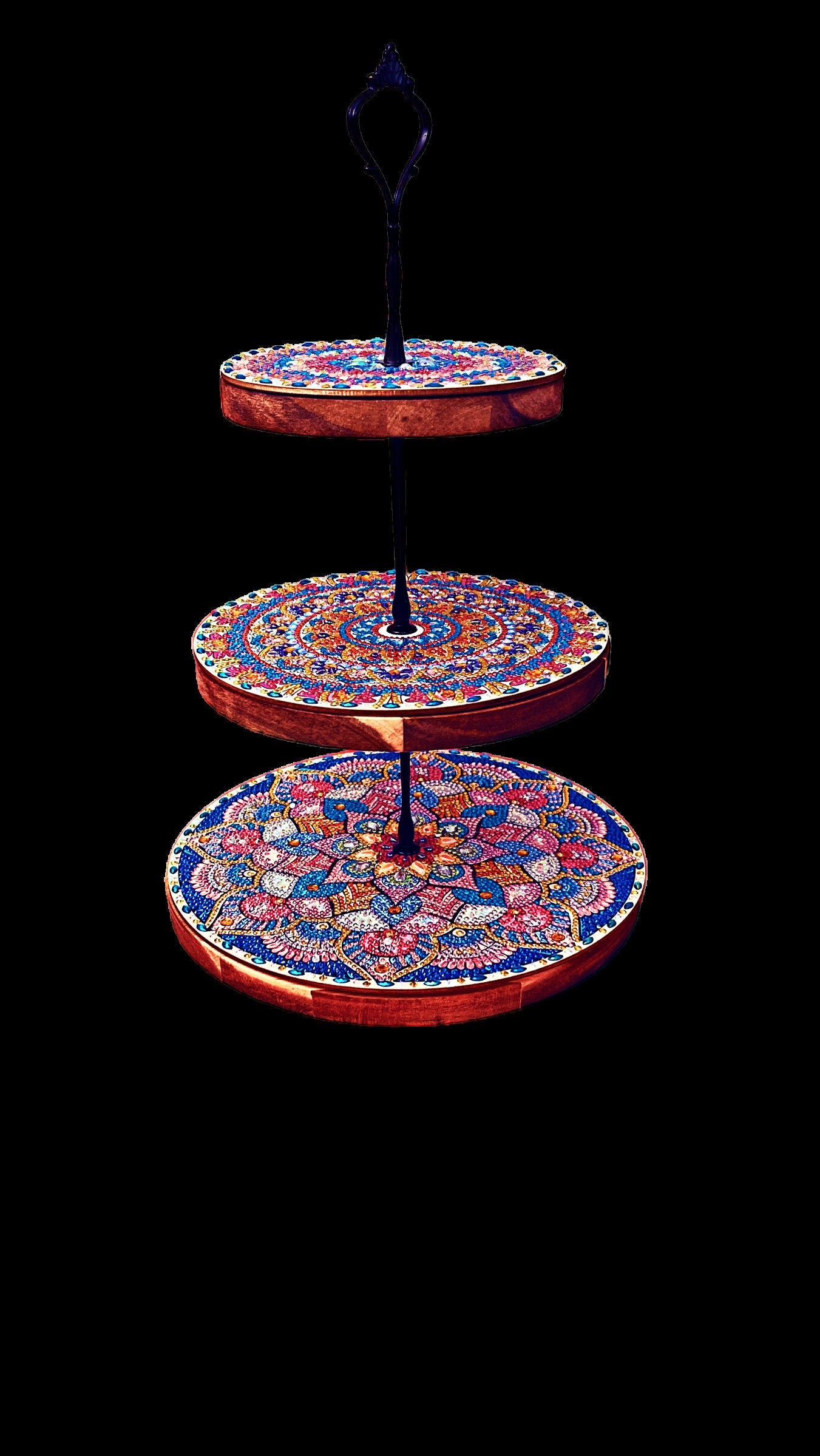 3 Tier Cupcake Stand, wood and Crystal, home decor, free shipping