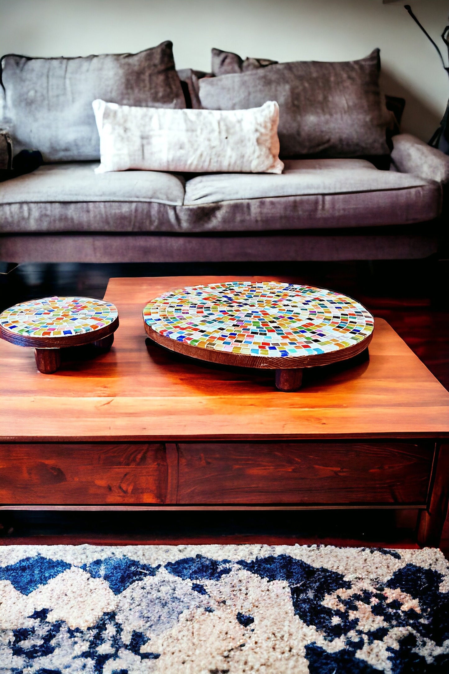 12” Plant Stand, Handmade Round Plant Stand, Mosaic Plant Riser | LARGE| Unique Plant Stand / Free Shipping