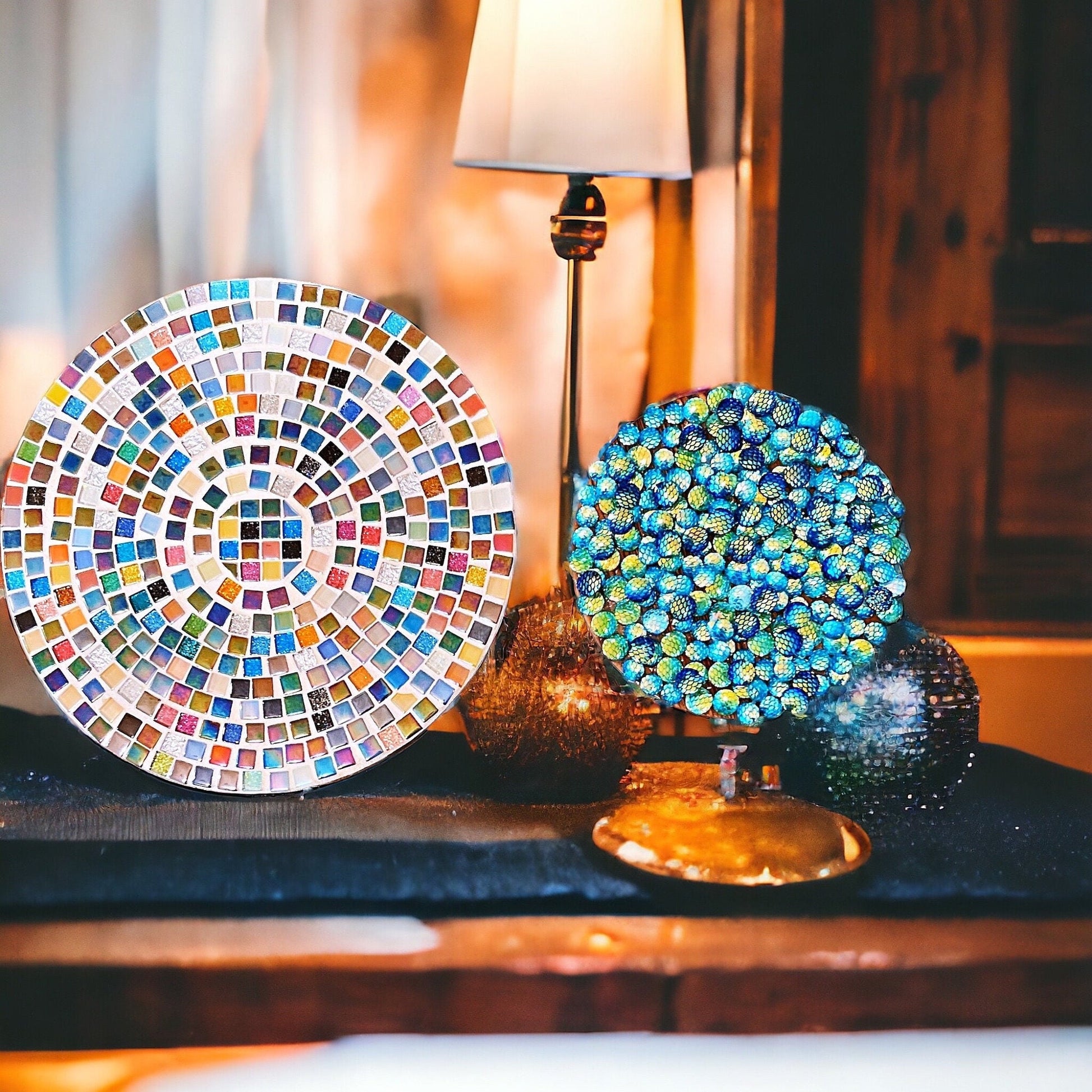 10” Plant Stand, Handmade Round Plant Stand, Mosaic Plant Riser | Unique Plant Stand / Free Shipping