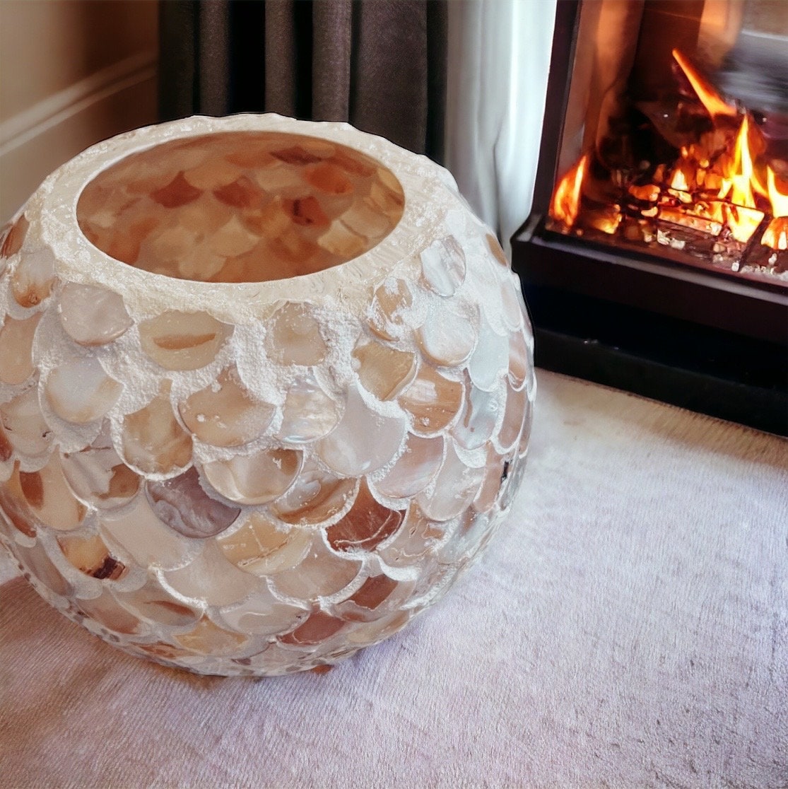 Large Mother of Pearl Bowl Planter or Vase