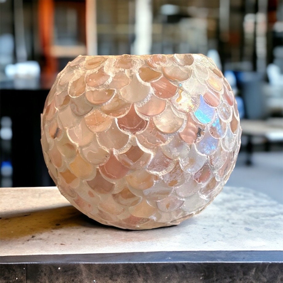 Large Mother of Pearl Bowl Planter or Vase