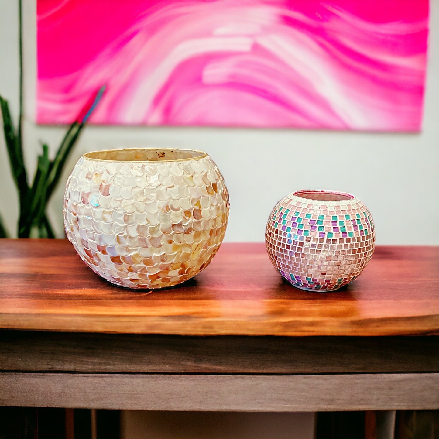 12” Mother of Pearl Bowl Planter or Vase