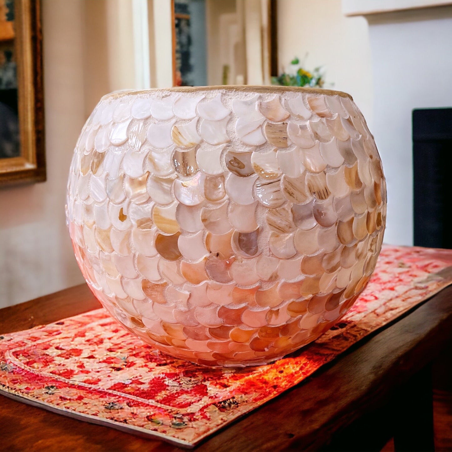 12” Mother of Pearl Bowl Planter or Vase