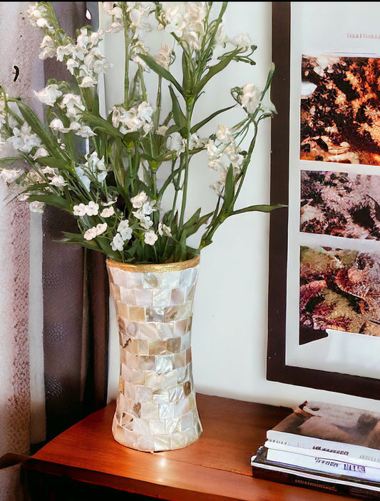 Mother of Pearl Vase 8” tall by 5” (The Vicki Vase) / Free Shipping