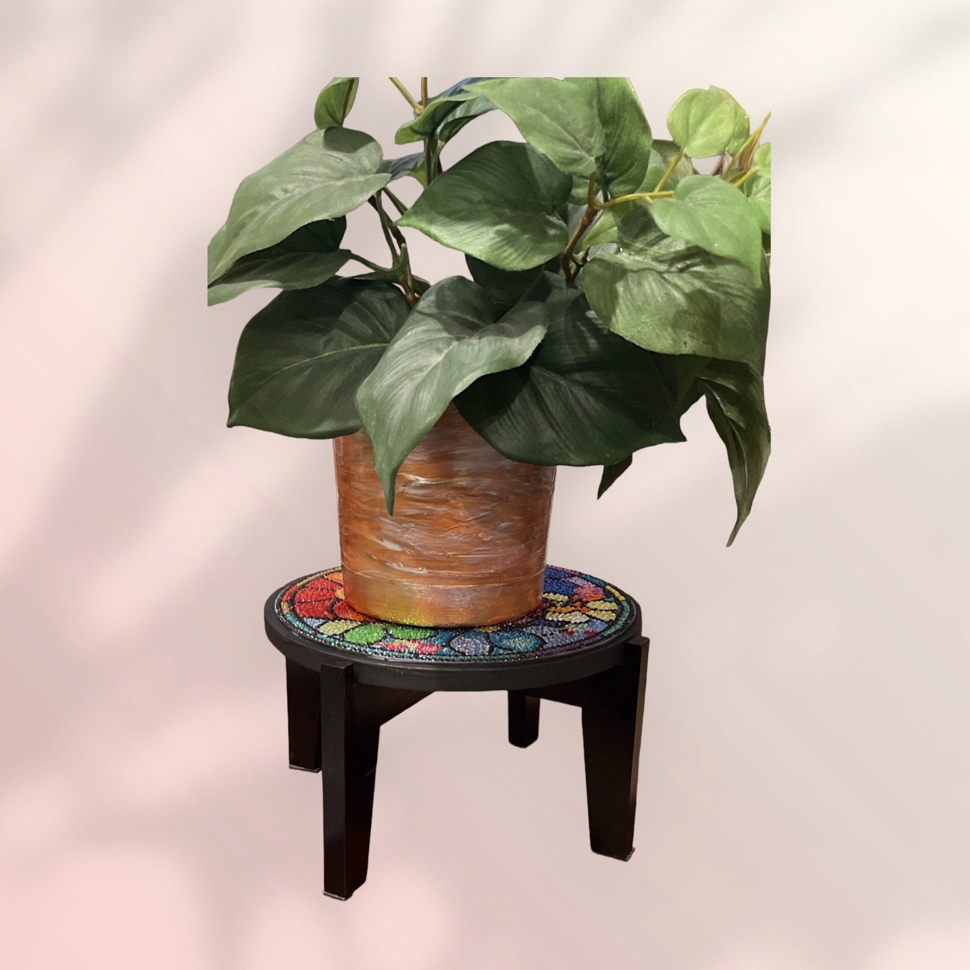 10” Plant Stand, Handmade Round Plant Stand, Tall Mosaic | Unique Plant Stand / Free Shipping