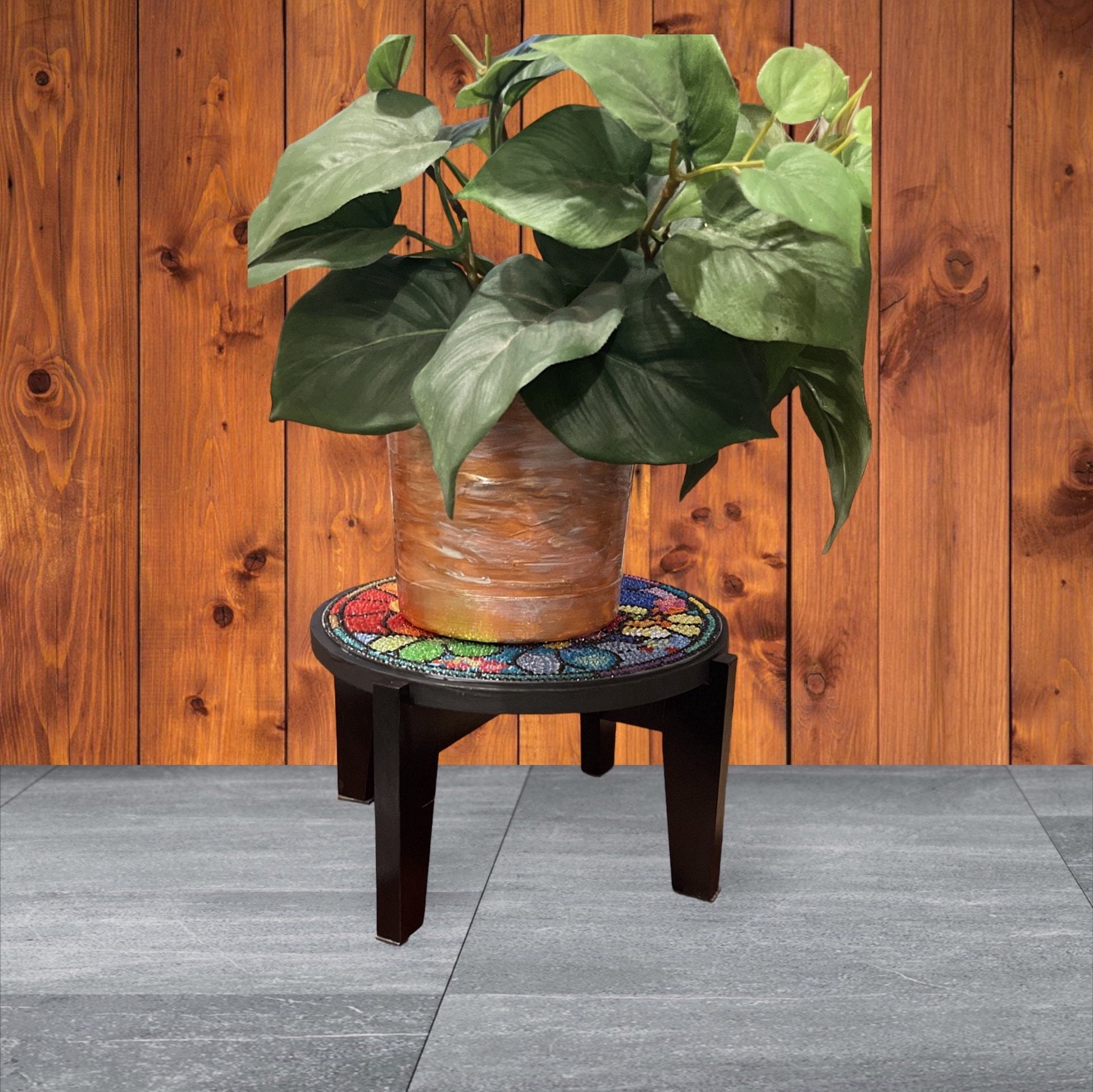 10” Plant Stand, Handmade Round Plant Stand, Tall Mosaic | Unique Plant Stand / Free Shipping