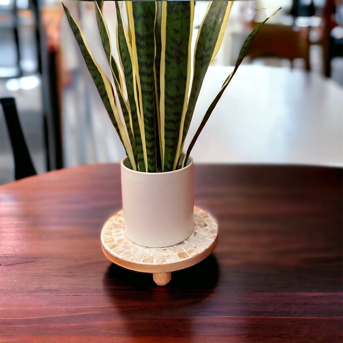 Large Wooden Mosaic Handmade Mosaic Plant Stand/ FREE SHIPPING