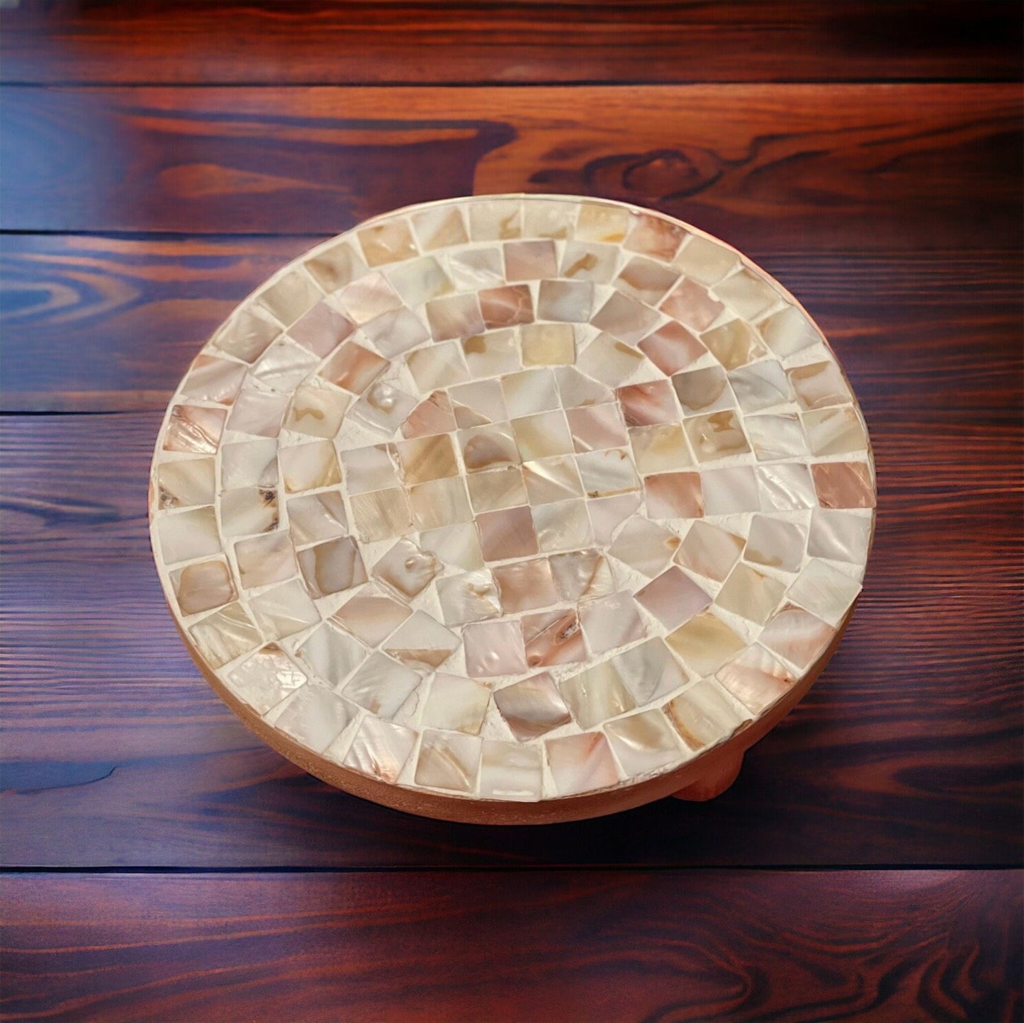 Large Wooden Mosaic Handmade Mosaic Plant Stand/ FREE SHIPPING