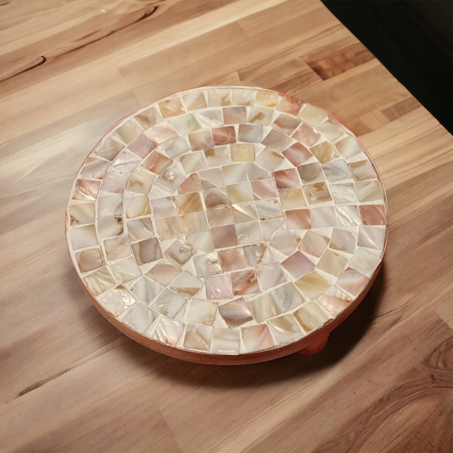Large Wooden Mosaic Handmade Mosaic Plant Stand/ FREE SHIPPING
