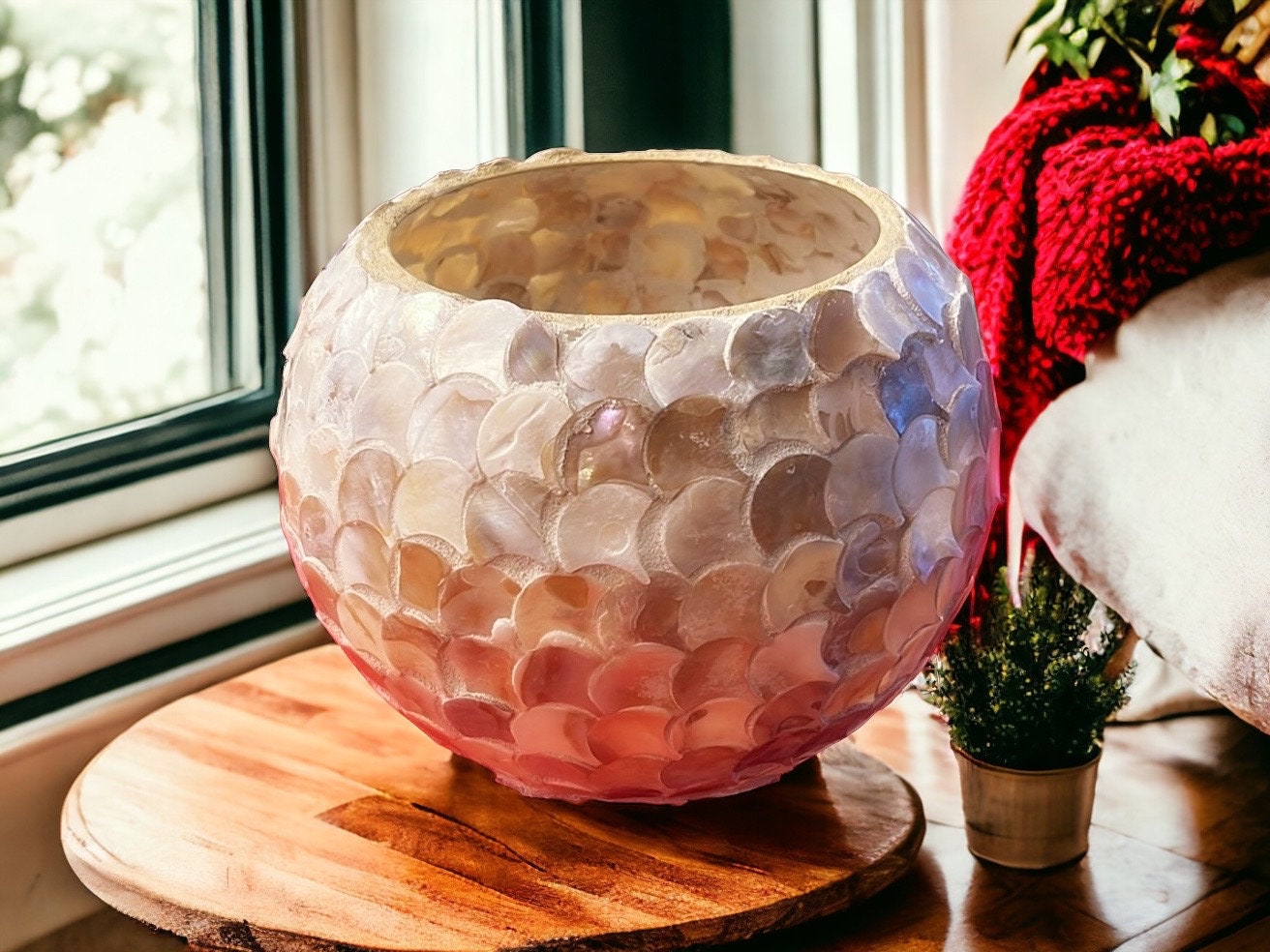 10” Mother of Pearl Bowl Planter or Vase